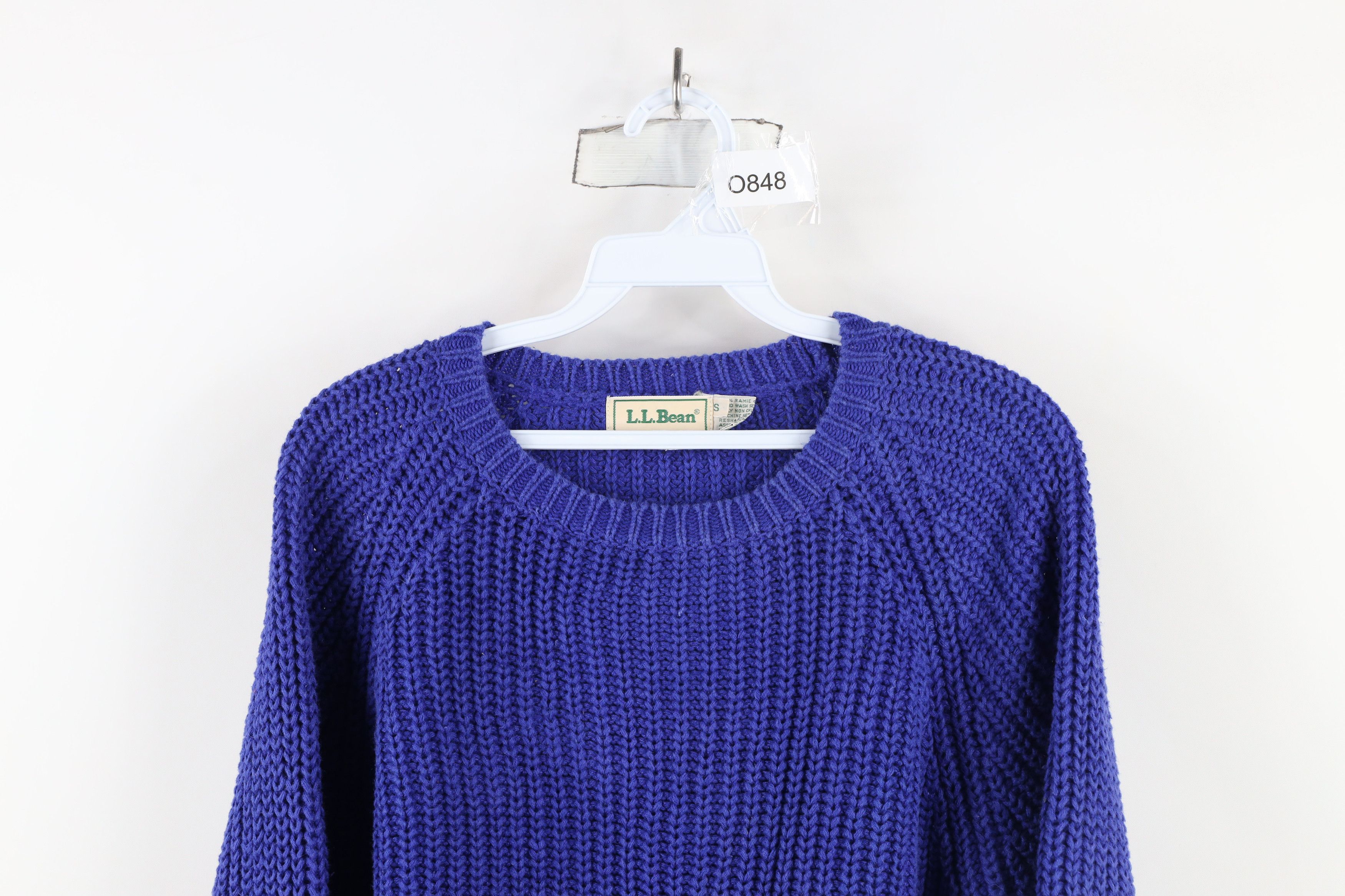 L.L. Bean × Vintage Vintage 90s LL Bean Blank Chunky Ribbed Knit Sweater Blue Size S / US 4 / IT 40 - 2 Thumbnail