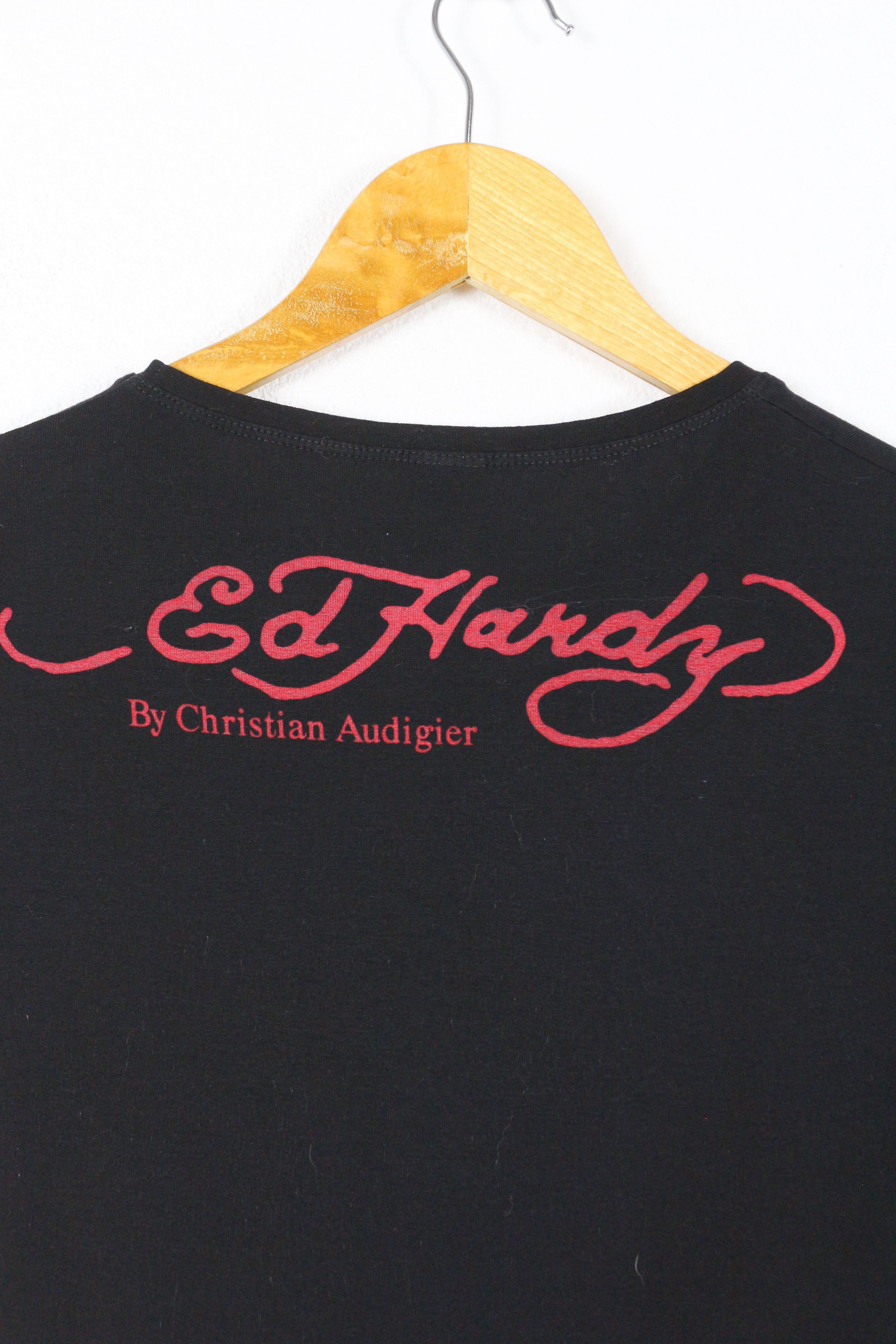 Christian Audigier × Ed Hardy Womens Ed Hardy Christian Audigier Skull Logo Tee Y2K NZ Size M / US 6-8 / IT 42-44 - 6 Thumbnail
