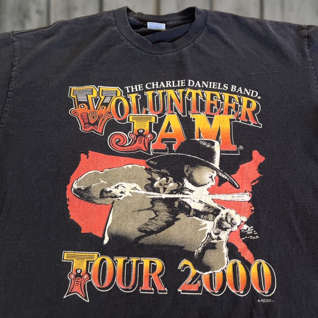 AAA VINTAGE Charlie Daniels Band Tour Shirt Men’s 2XL Short Sleeve Black Graphic Tee Double Sided 2000s Mens Size US XXL / EU 58 / 5 - 1 Thumbnail