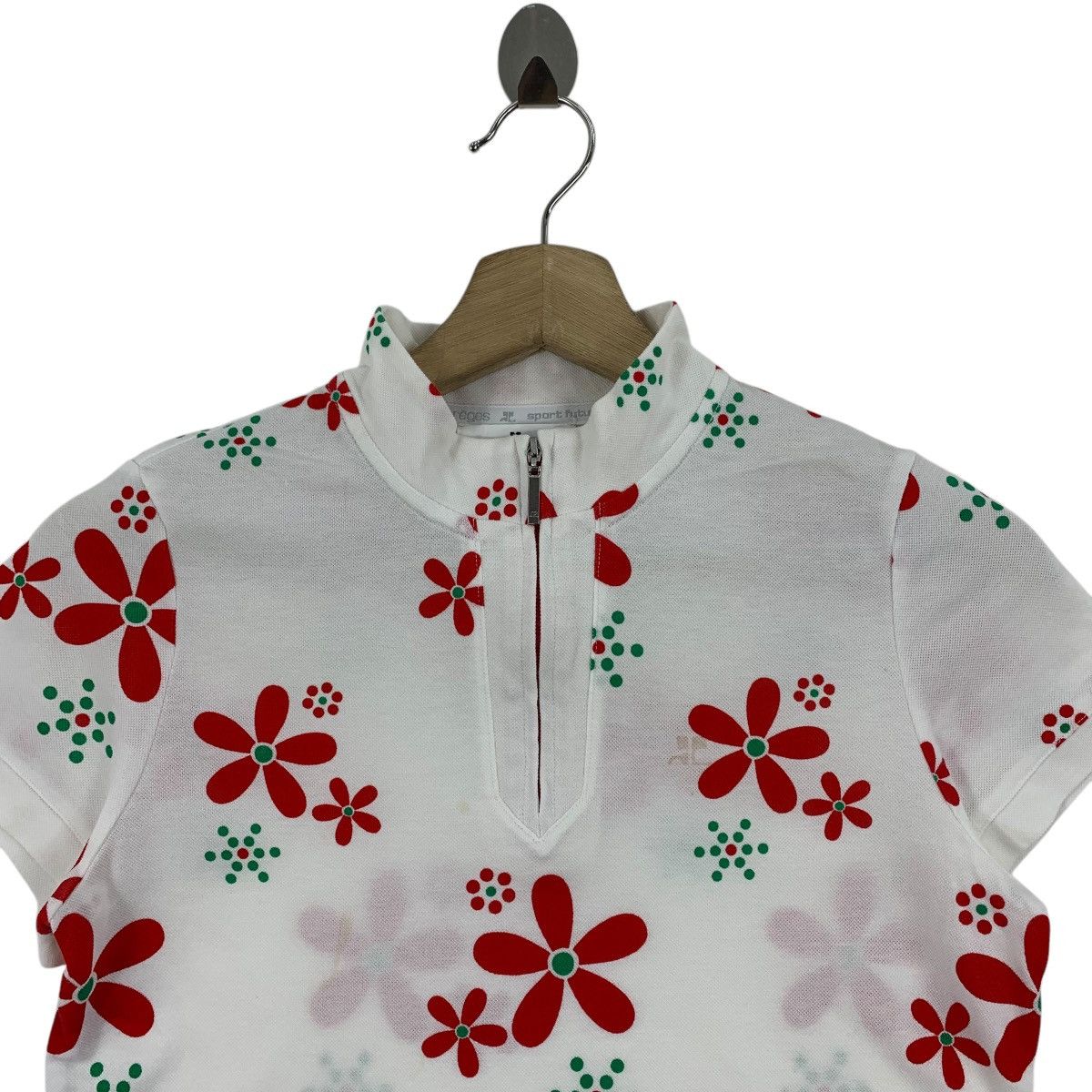 Courreges × Vintage Vintage COURREGES half zipper full print tee Size XS / US 0-2 / IT 36-38 - 2 Thumbnail
