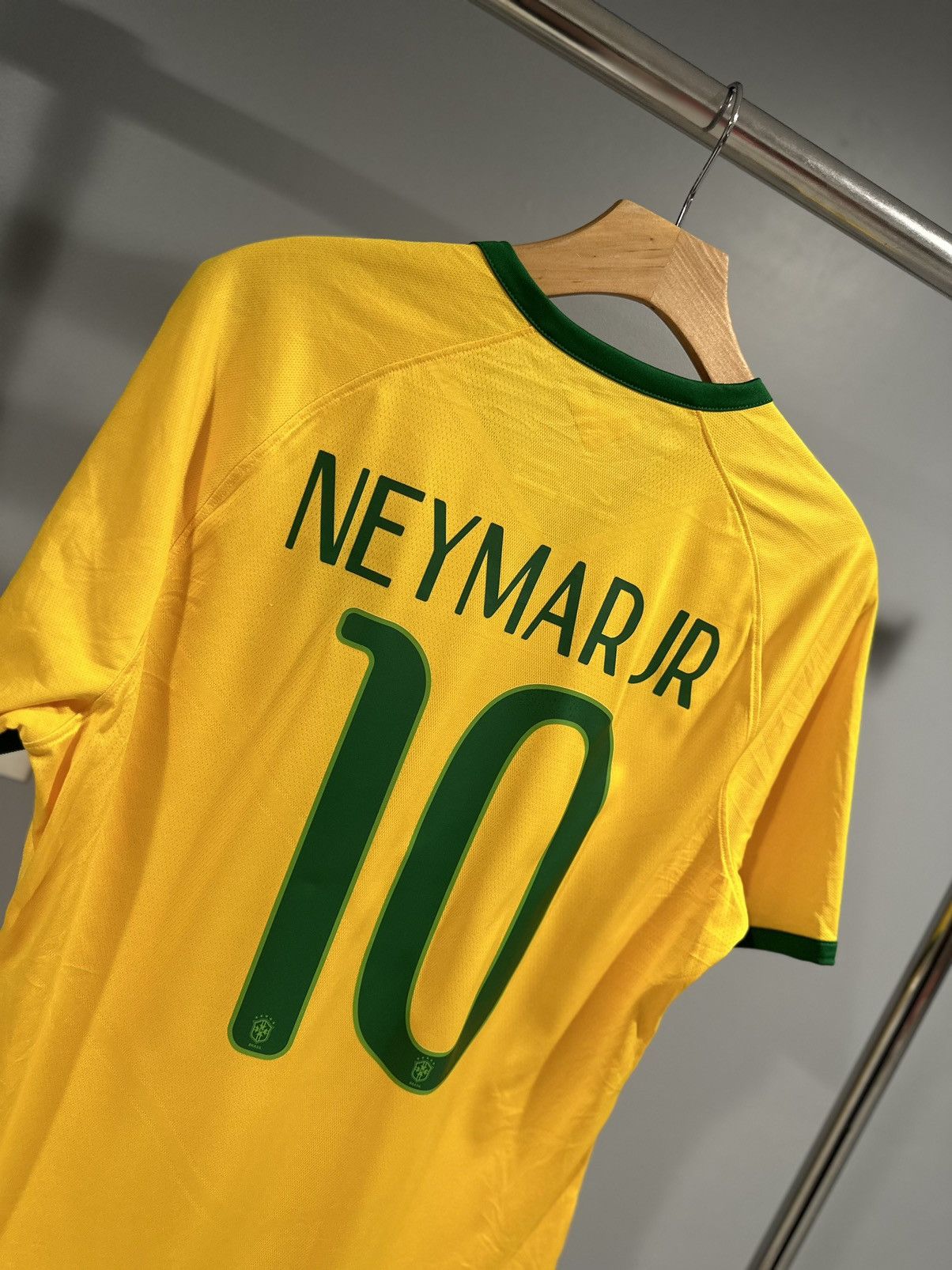 image of Nike x Soccer Jersey Brazil Neymar Jr 2014 Player Version Home Kit Soccer Jersey in Yellow (Size La