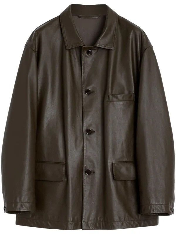 Lemaire Relaxed leather jacket, dark brown, XL Size US XL / EU 56 / 4 - 1 Thumbnail
