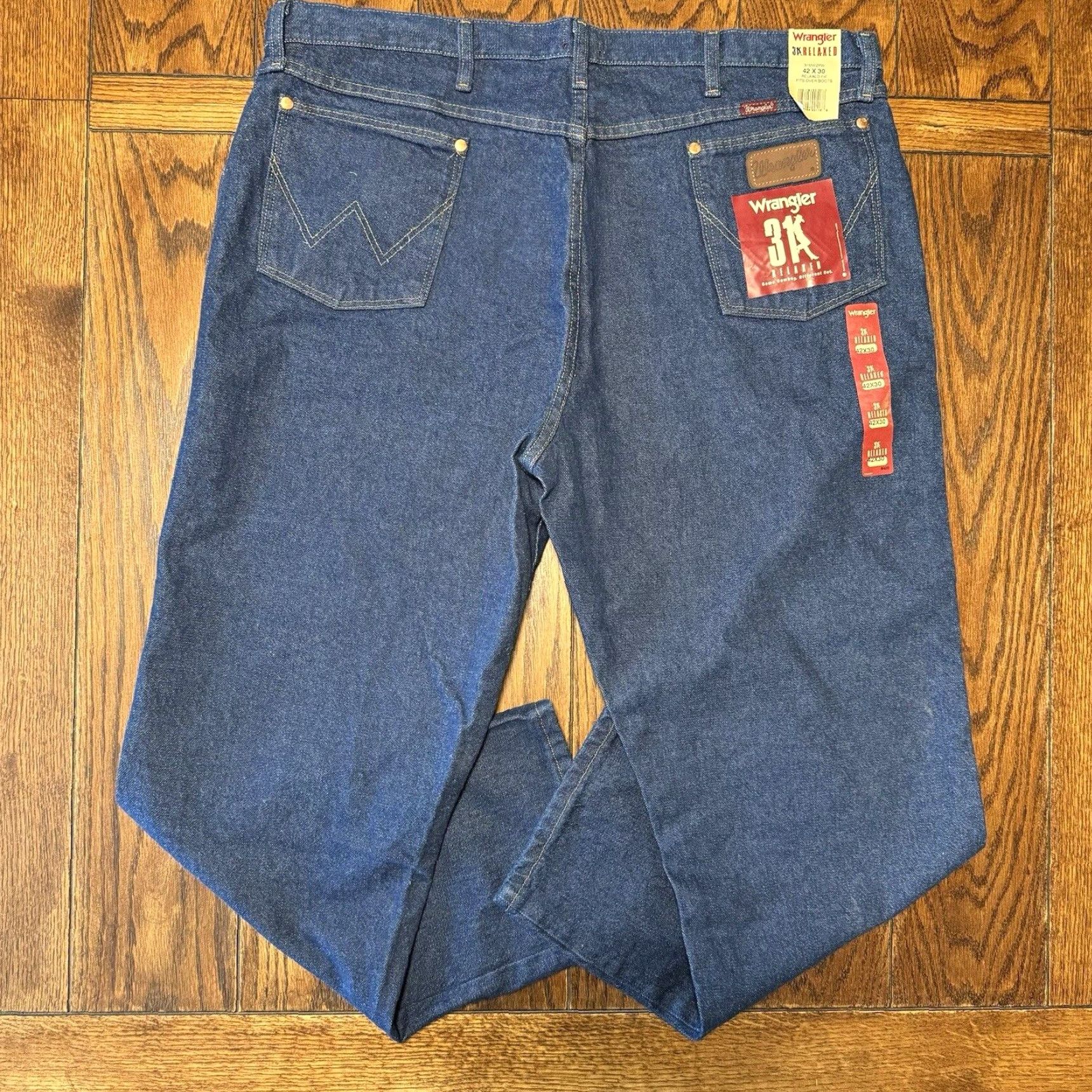 Wrangler VINTAGE Wrangler Jeans 42x30 Relaxed Denim Western Cowboy Boot Cut Mens Regular 42x30 Blue Cotton 5-Pocket Size US 42 / EU 58 - 2 Thumbnail