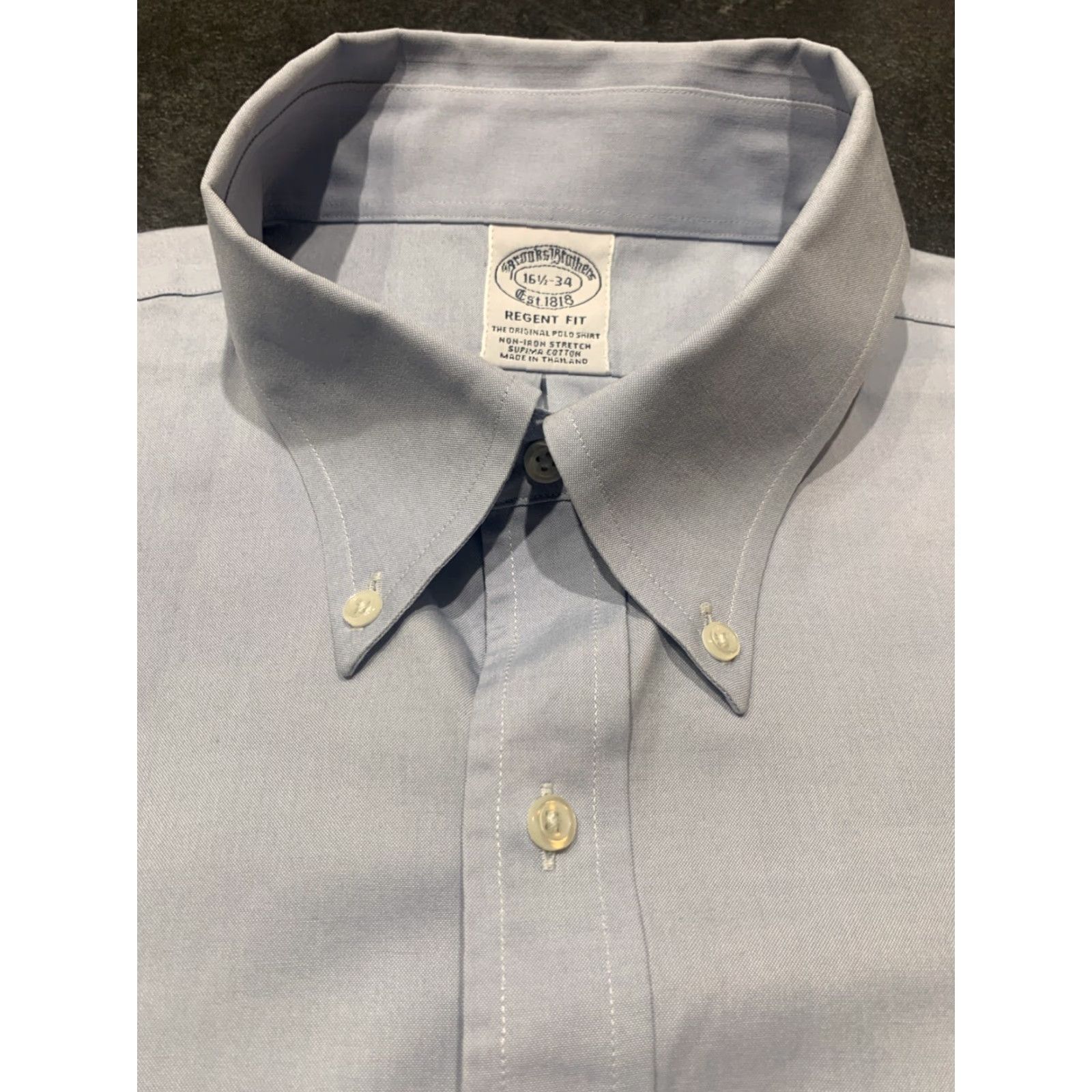 Brooks Brothers VINTAGE Brooks Brothers 1818 Regent Dress Shirt Men 16.5 Light Blue Cotton Button-Down Business Triggered Plaid Size 42R - 6 Thumbnail
