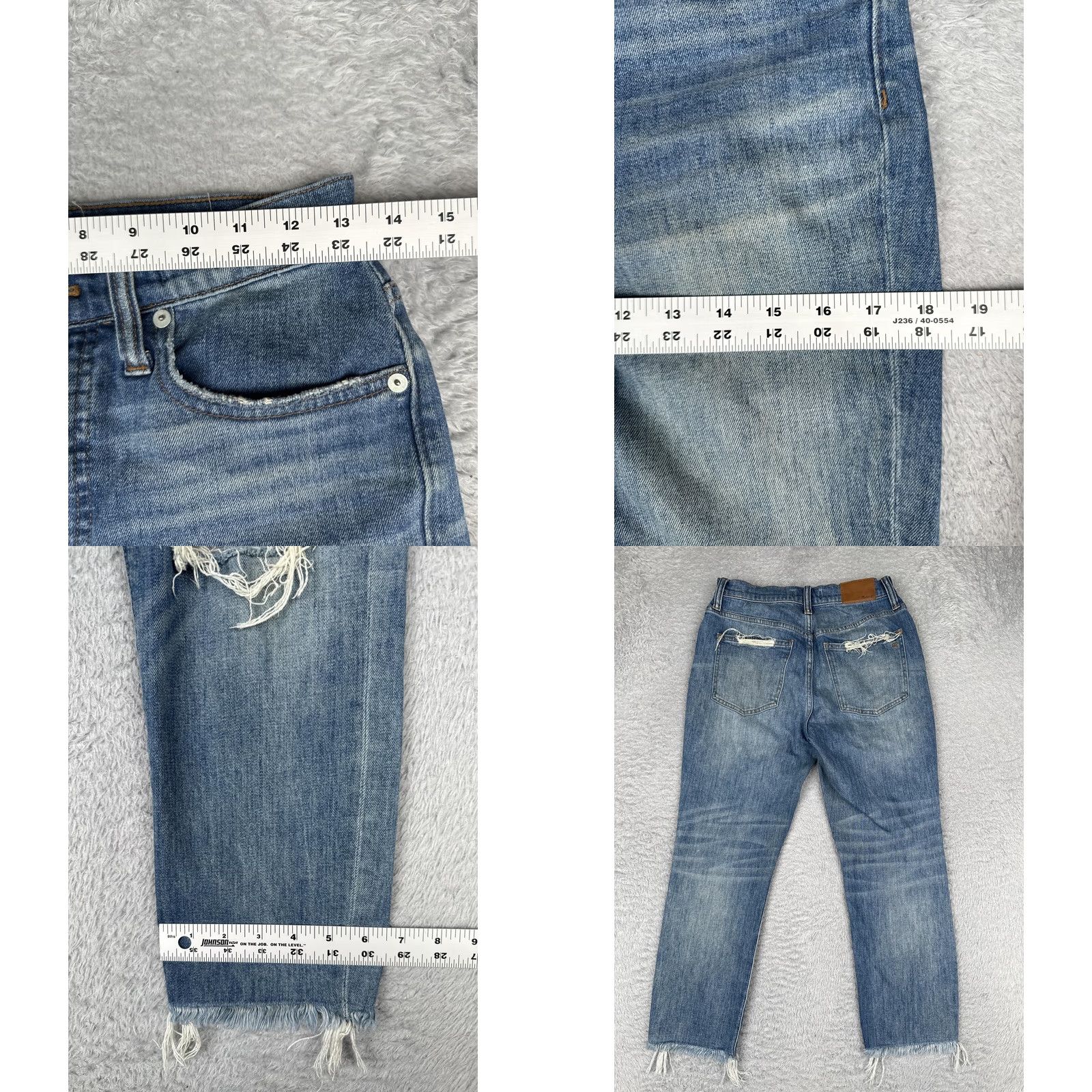 Madewell VINTAGE Madewell Jeans Womens 27 Blue Mid Rise Distressed Crop 27x24.5 Slim Pocket Fringe 5-Pocket Denim Fall Mens? Size 27" / US 4 / IT 40 - 9 Thumbnail