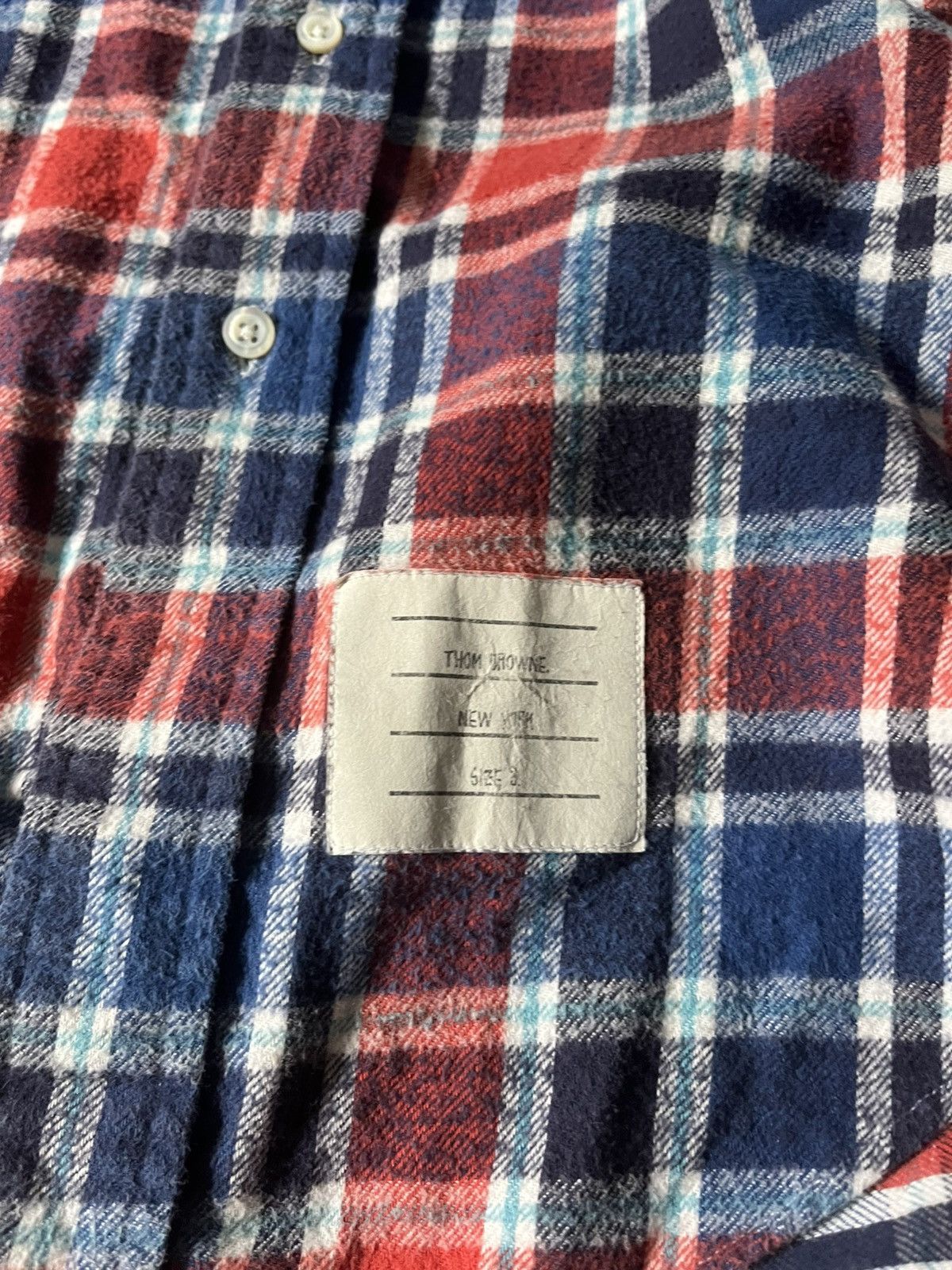 Thom Browne Thom Browne flannel red navy plaid button up shirt Size US L / EU 52-54 / 3 - 2 Thumbnail
