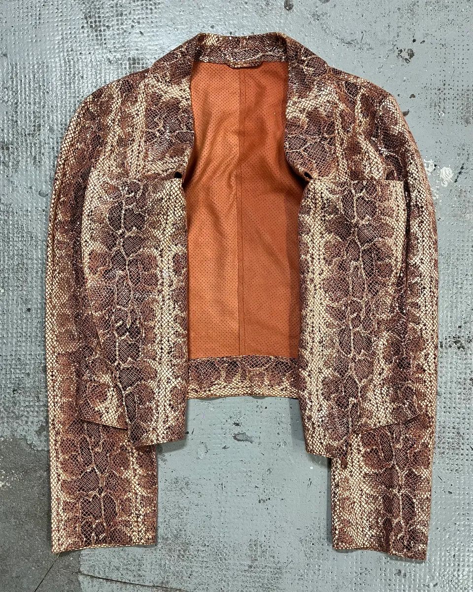 Emporio Armani AW2019 Emporio Armani Snakeskin Effect Pink Leather Jacket Size S / US 4 / IT 40 - 8 Thumbnail