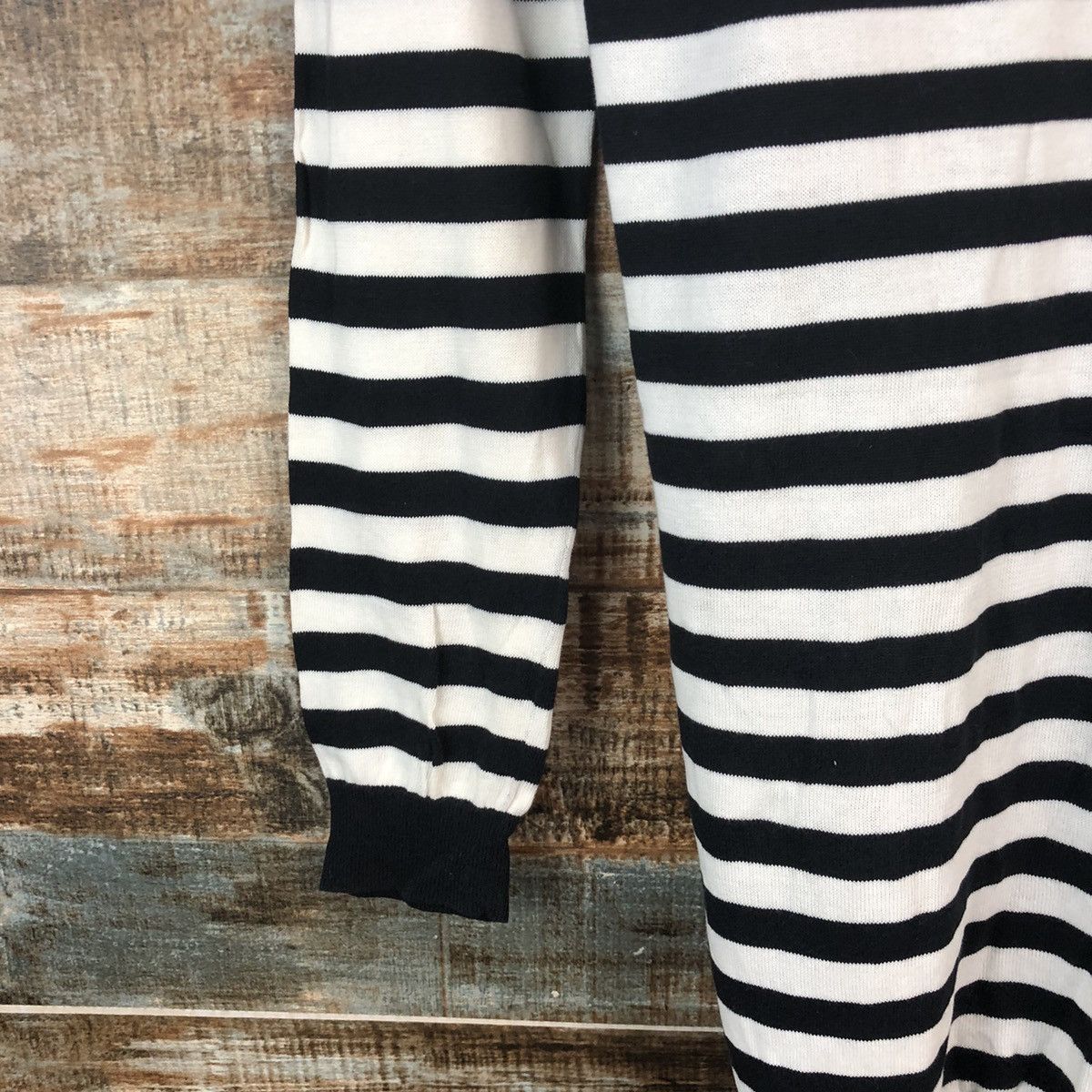 Homespun Knitwear DL Kari Ang Stripe White Black Cardigan Knitwear #C732 Size S / US 4 / IT 40 - 15 Thumbnail