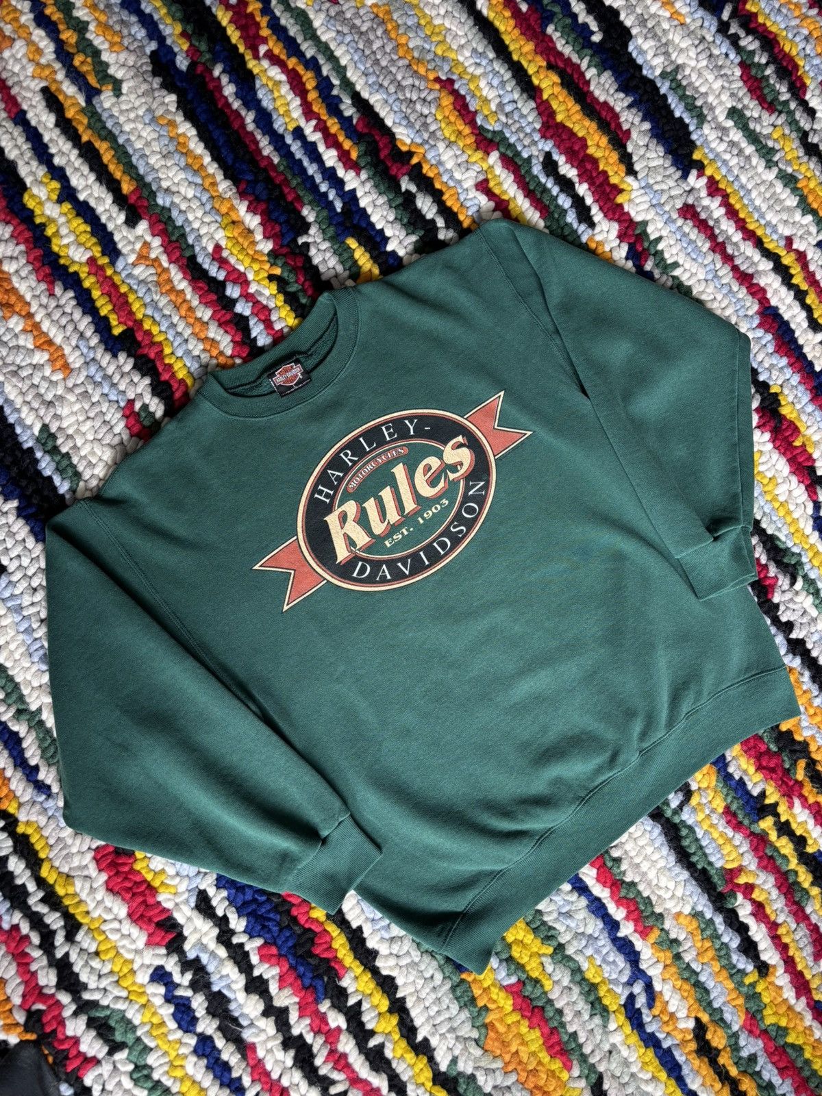 Harley Davidson × Vintage Vintage Harley Davidson Crewneck “Rules” Size US L / EU 52-54 / 3 - 2 Thumbnail