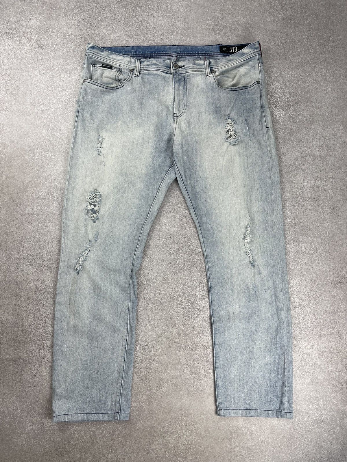 Armani × Armani Exchange Armani Exchange J13 Slim Distressed Denim Jeans Size US 40 / EU 56 - 1 Thumbnail