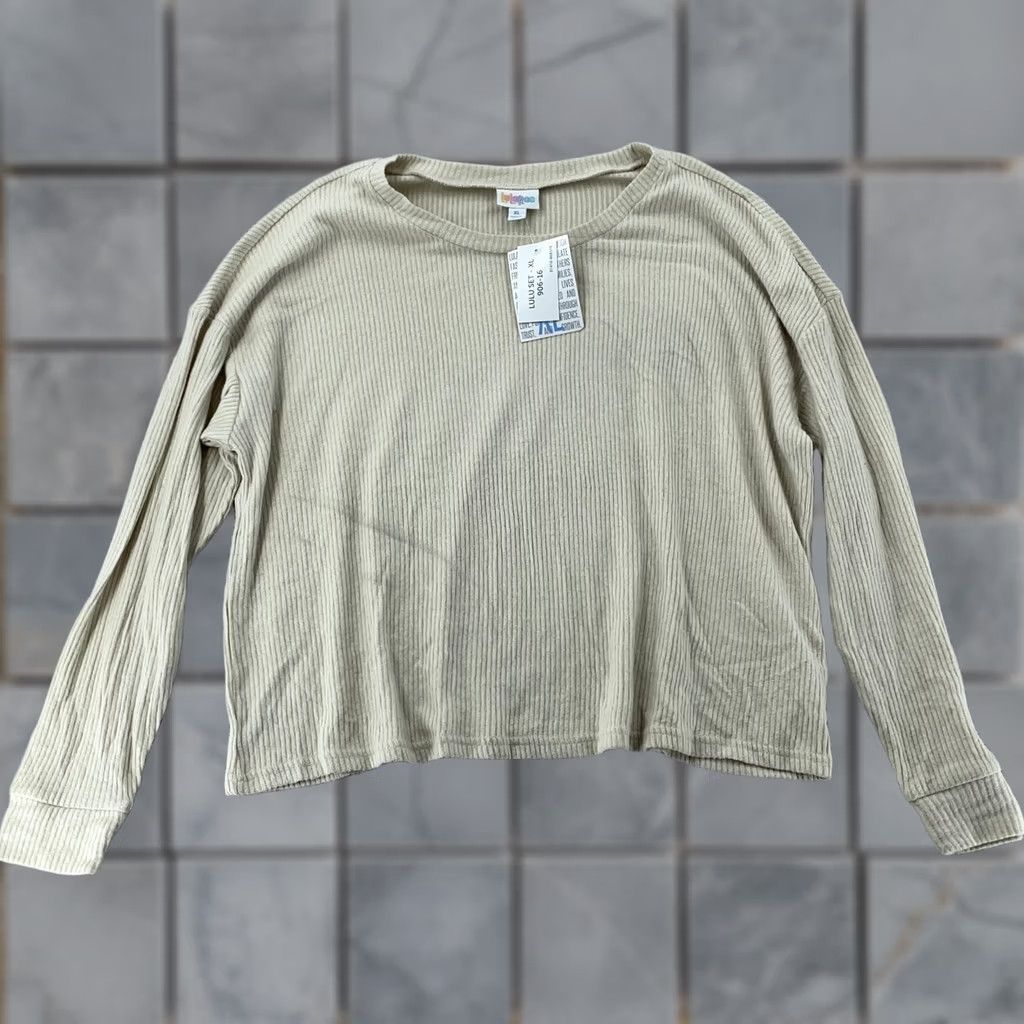 Vintage LuLaRoe Shirt Womens XL Beige Ribbed Long Sleeve Lounge Knit Soft Top Size XL / US 12-14 / IT 48-50 - 1 Thumbnail