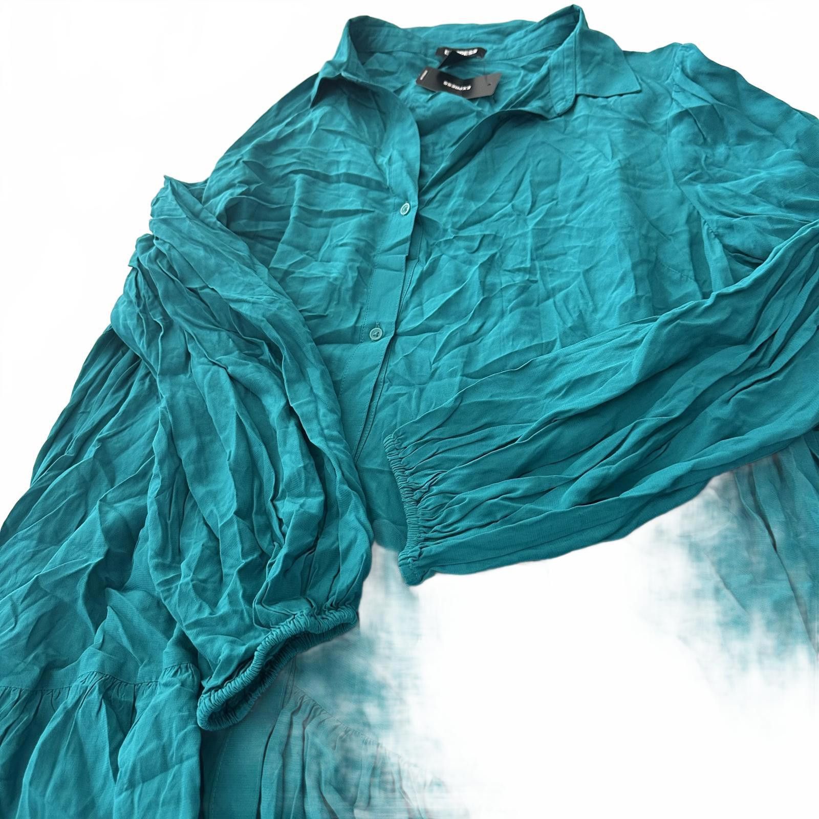 Express Express Stylish Teal Button-Up Dress Size XL / US 12-14 / IT 48-50 - 5 Thumbnail