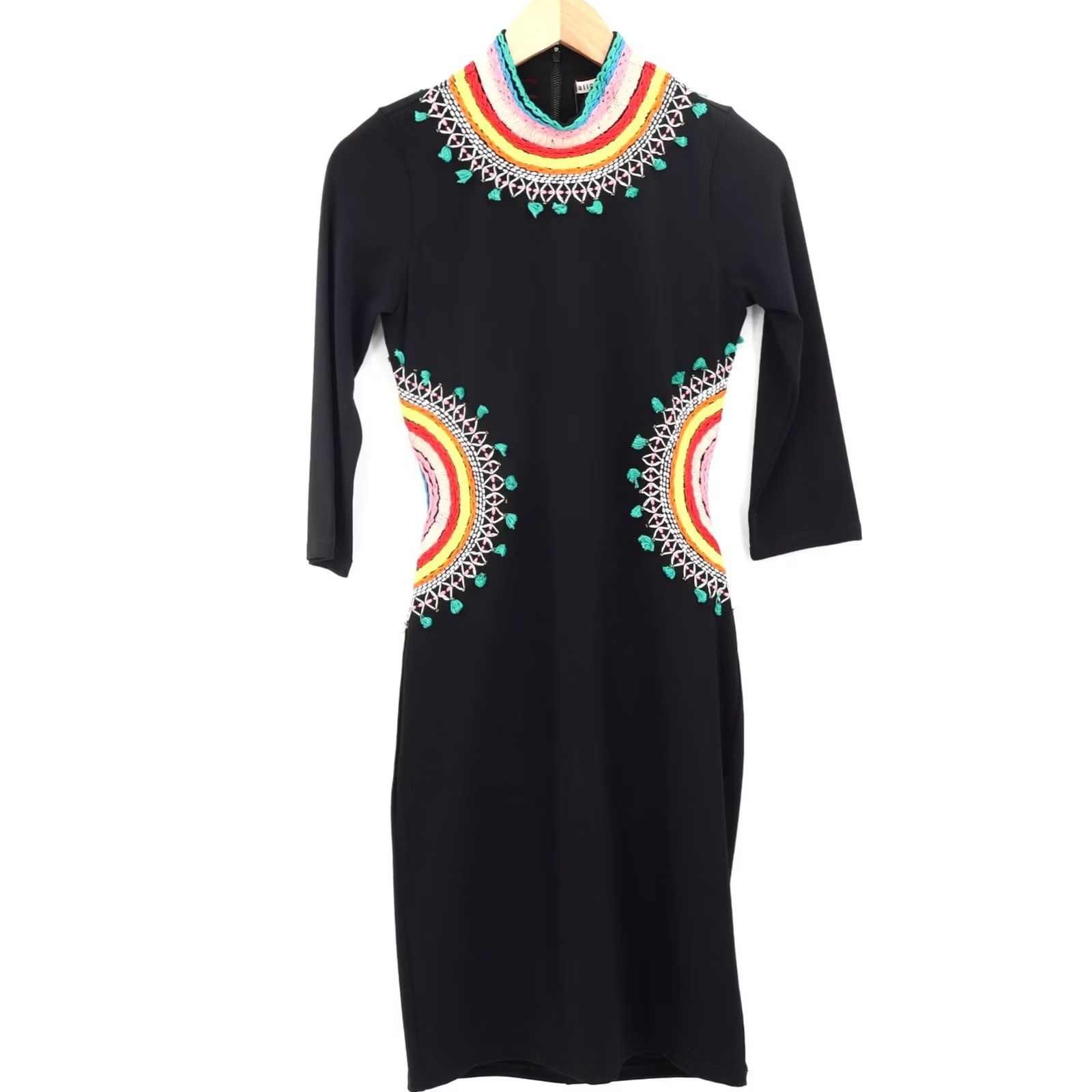 Alice + Olivia Alice + Olivia Bod Con Dress Women's Tamson Embroidered Cut Out Back Black Sz 6 NEW Size M / US 6-8 / IT 42-44 - 4 Thumbnail