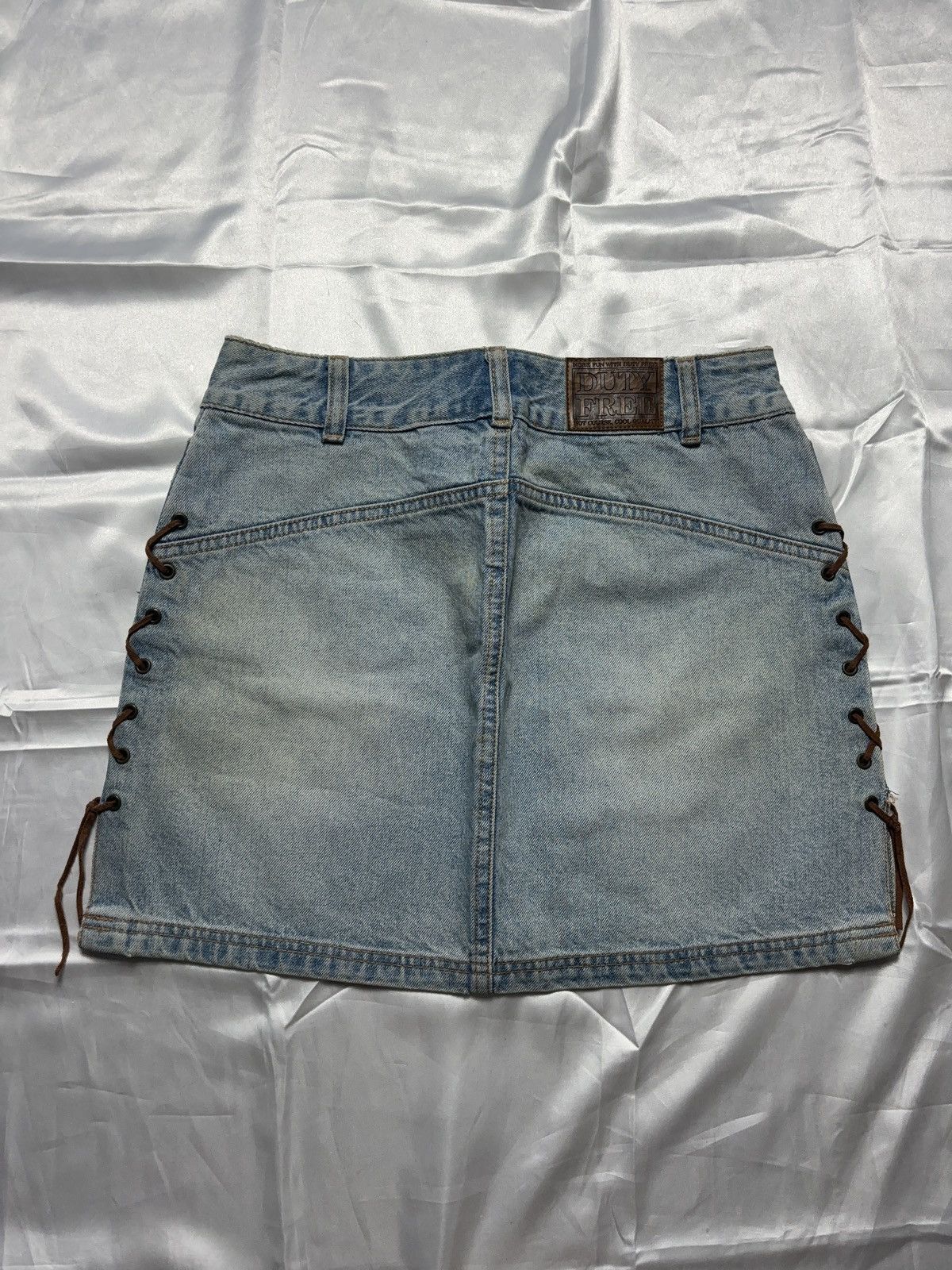 Japanese Brand × Vintage Lace up faded vintage denim mini skirt Size 27" / US 4 / IT 40 - 2 Thumbnail