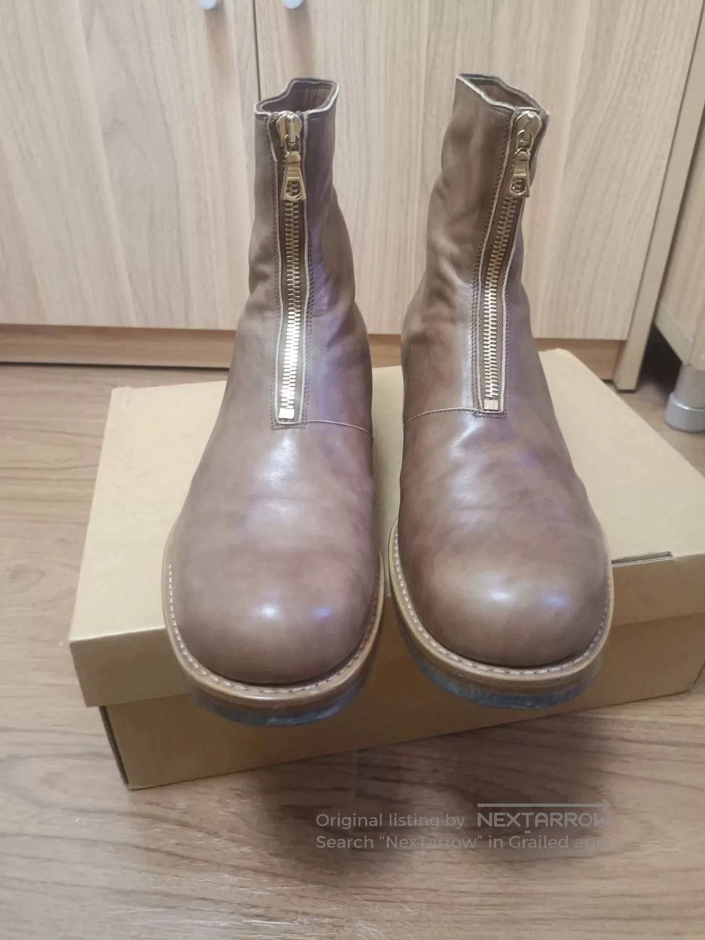 Other Natural Cowhide Patina Zip Boots. Size US 9.5 / EU 42-43 - 3 Thumbnail