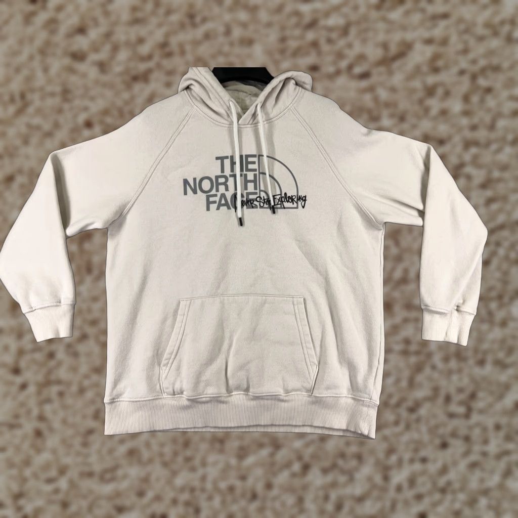 The North Face The North Face Hoodie Womens Large Beige Logo Cotton Blend Pullover Pocket Size L / US 10 / IT 46 - 1 Thumbnail