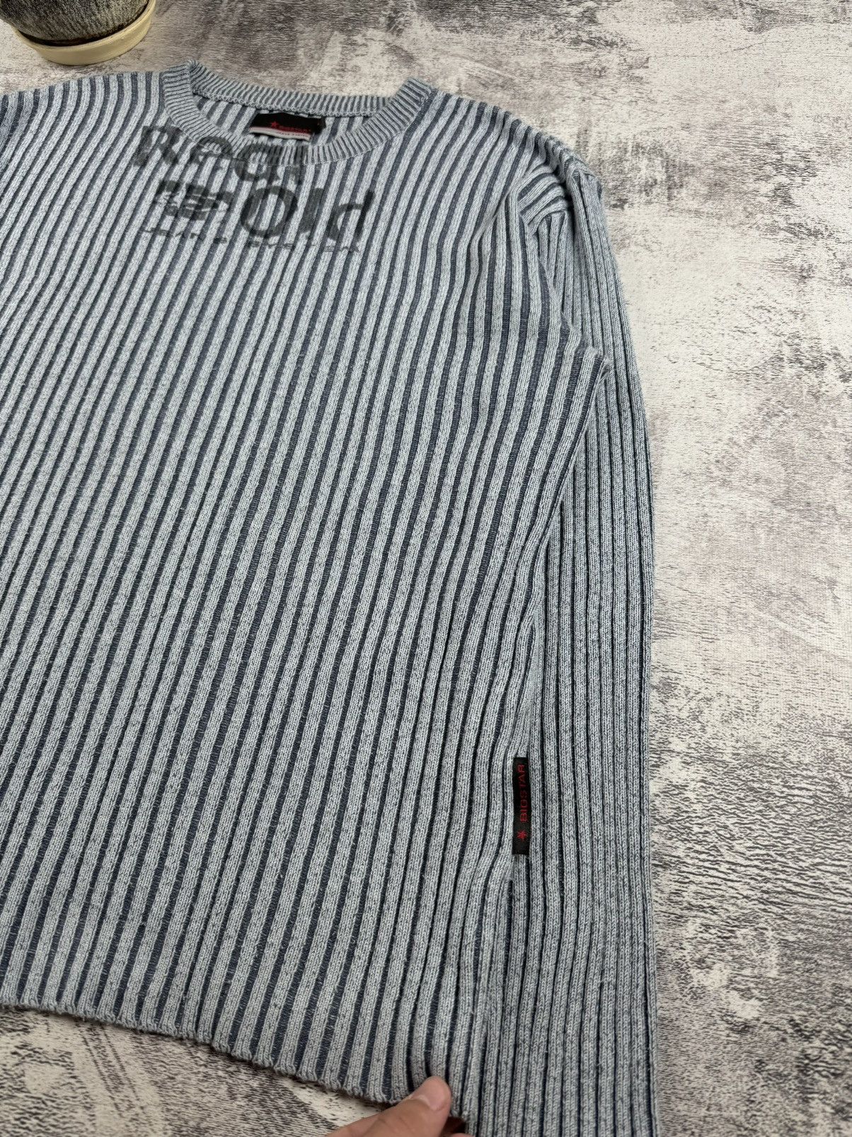Big Star Japan Bigstar Jeans Striped Abstract Ribbed Knit Sweater Y2K Size US L / EU 52-54 / 3 - 11 Thumbnail