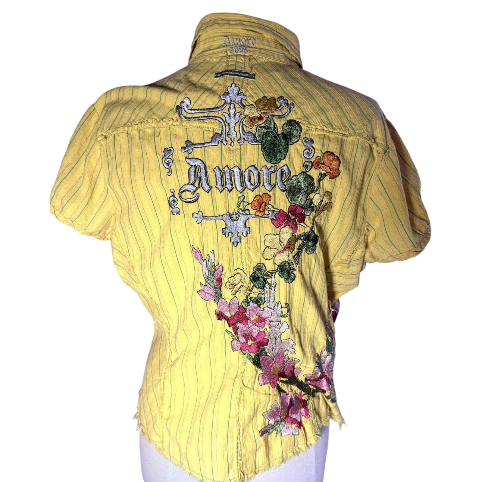 Other 3J Workshop Yellow button down “Amore” embroidered details Size L / US 10 / IT 46 - 5 Thumbnail