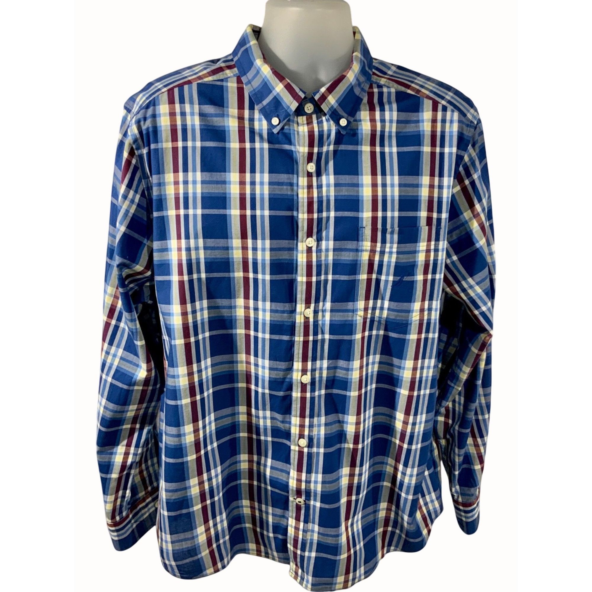 Nautica Nautica Mens Long Sleeve Limoges Blue Plaid Button Up Shirt Size US XL / EU 56 / 4 - 1 Thumbnail