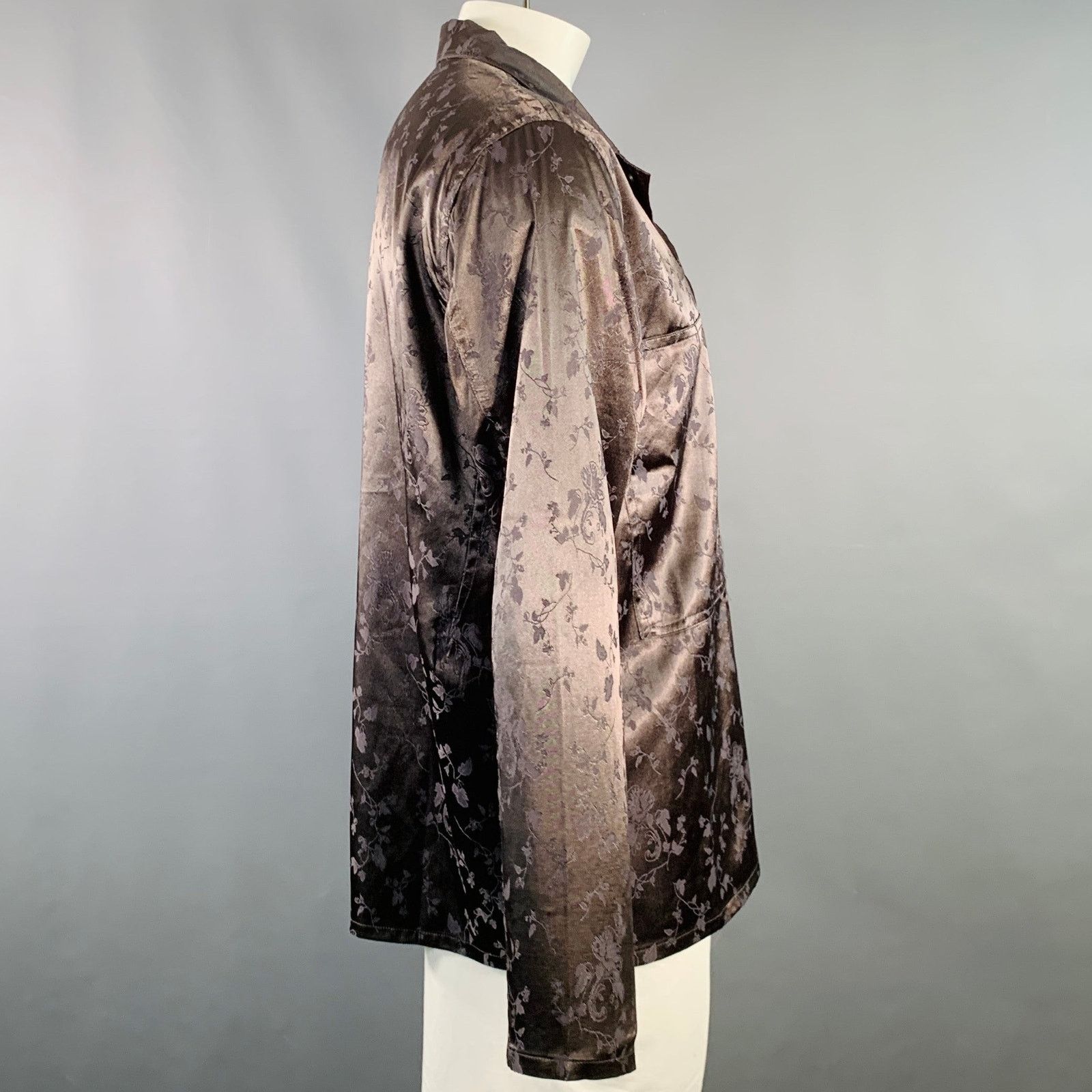 Haider Ackermann Size L Brown Jacquard Viscose Button Up Long Sleeve Shirt Size US L / EU 52-54 / 3 - 3 Thumbnail