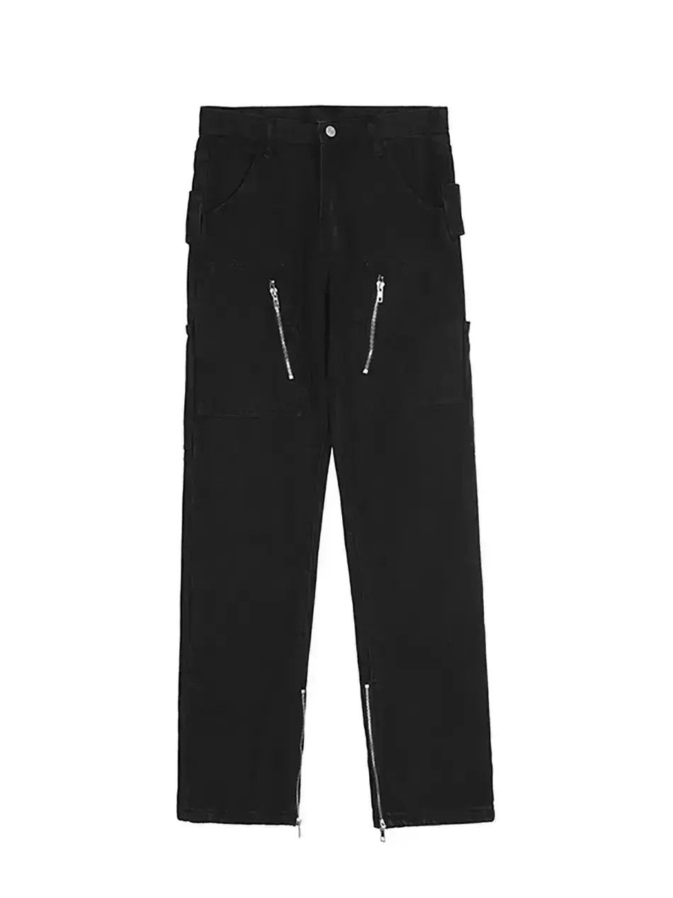 Japanese Brand Retro Loose Multi Pocket Side Zipper Jeans Size US 30 / EU 46 - 6 Thumbnail