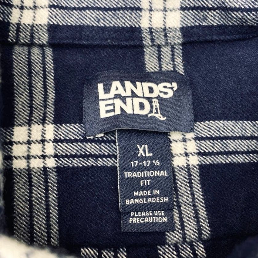 Lands' End VINTAGE Lands' End Flagship Flannel Shirt Mens XL Blue White Plaid Traditional Fit 8407 Size US XL / EU 56 / 4 - 7 Thumbnail