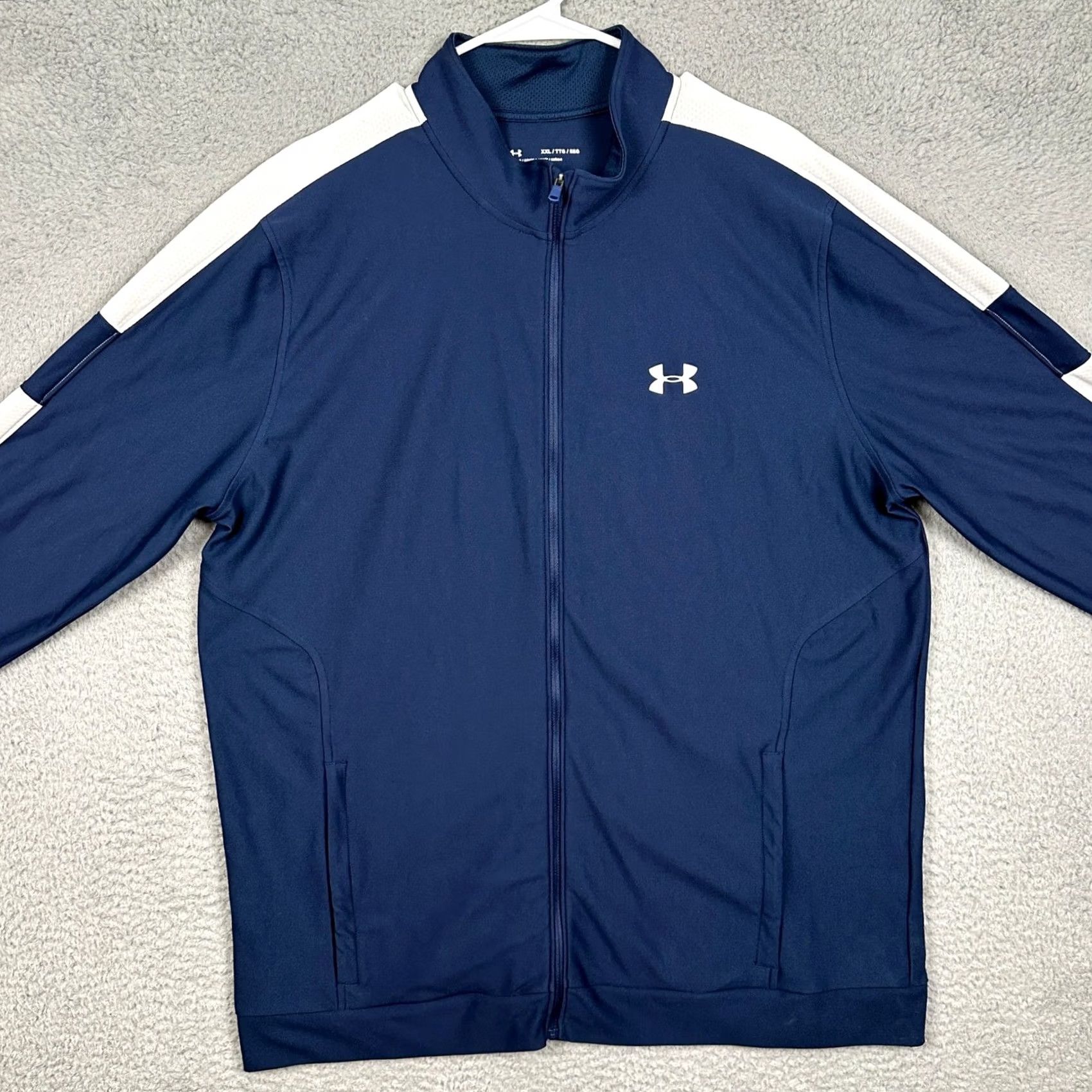 Under Armour Under Armour Jacket Men 2XL Navy Blue Fitted Track Jacket Full Zip EUC Size US XXL / EU 58 / 5 - 3 Thumbnail