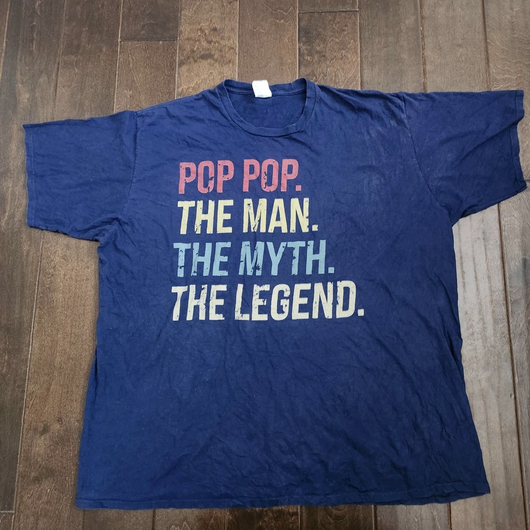Port & Company VINTAGE Port & Company Pop Pop The Man Myth Legend Mens 3XL Graphic T Shirt Navy Blue Short Sleeve Crew Neck Funny Cotton Size US XXL / EU 58 / 5 - 2 Thumbnail
