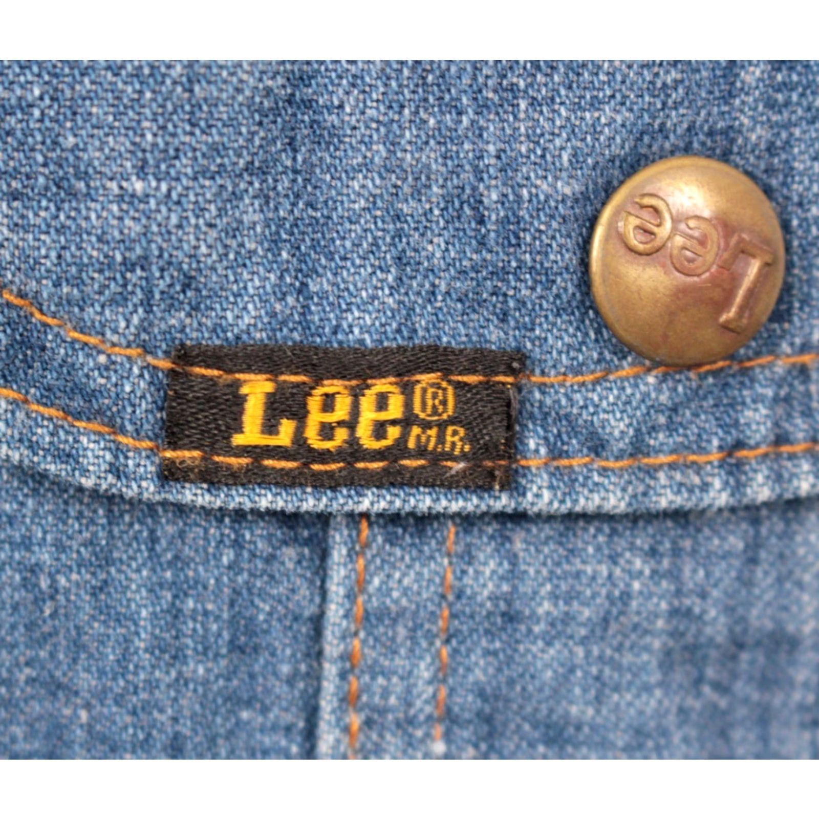 Lee VINTAGE Lee Denim Jacket Shirt Mens 70s 1970s Cotton Blue Long Sleeve Size M Regular 42 Chest 31.5 Shoulder to Hem Casual Groove? Size US 31 - 5 Thumbnail