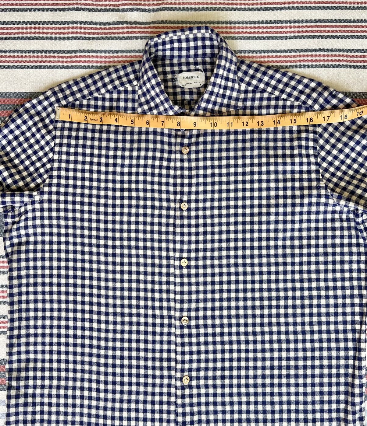 Borriello Napoli Borriello Napoli Checked Shirt Mens Light Blue Cotton Size US M / EU 48-50 / 2 - 6 Thumbnail