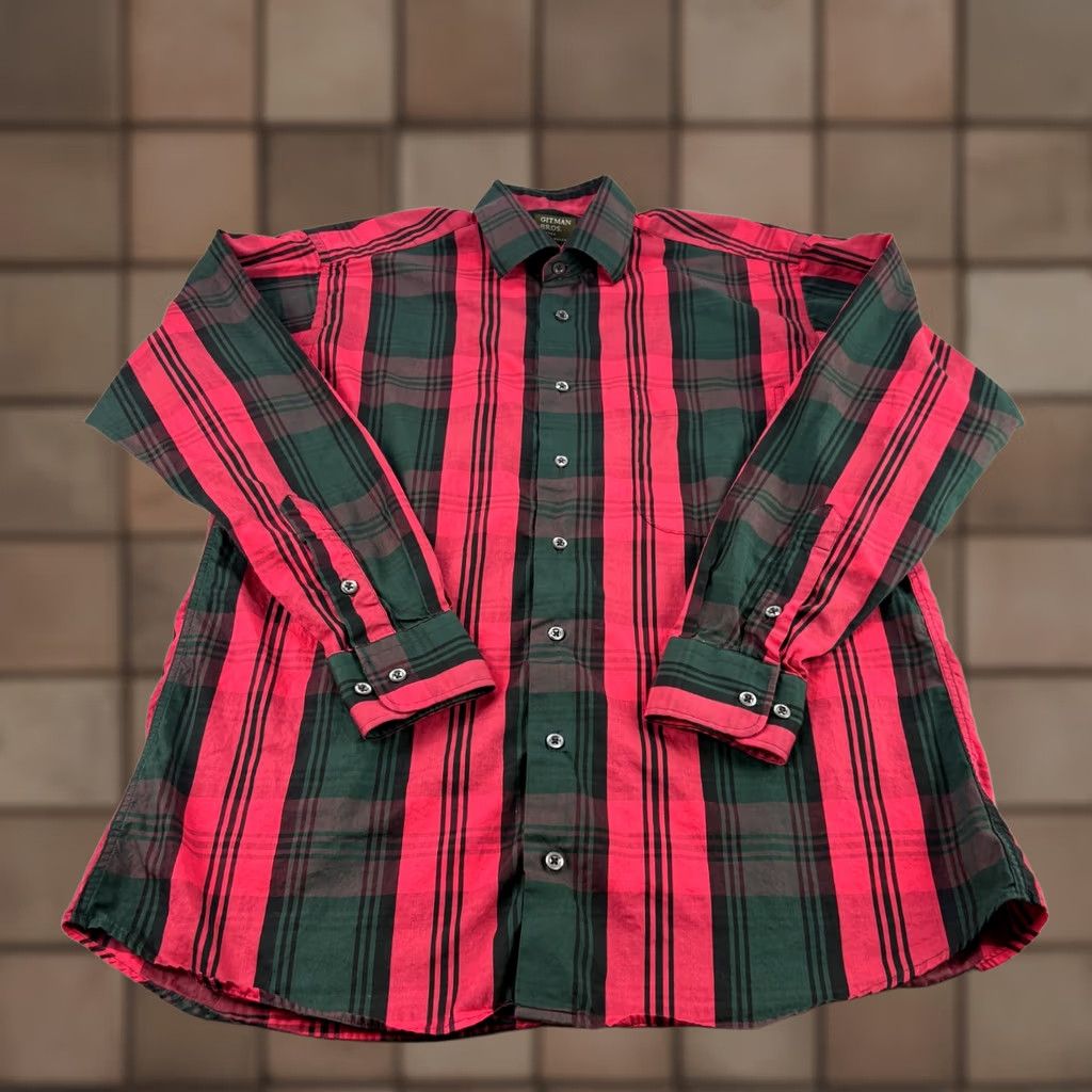 Vintage Gitman Bros Shirt Mens XL Red Plaid Button-Up Long Sleeve Cotton USA Made Size US XL / EU 56 / 4 - 1 Thumbnail