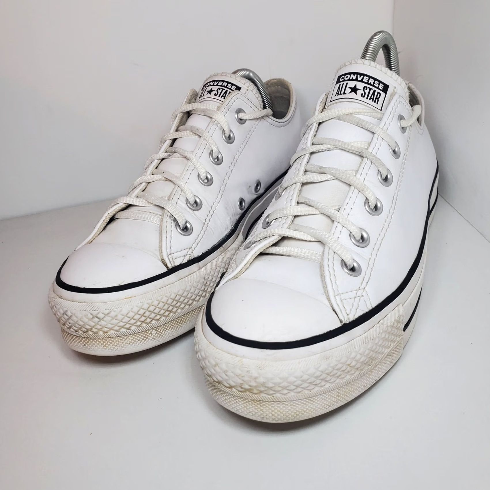 Converse Converse Shoes Womens White Leather Platform Low Top Sneakers All Stars Size M / US 6-8 / IT 42-44 - 4 Thumbnail