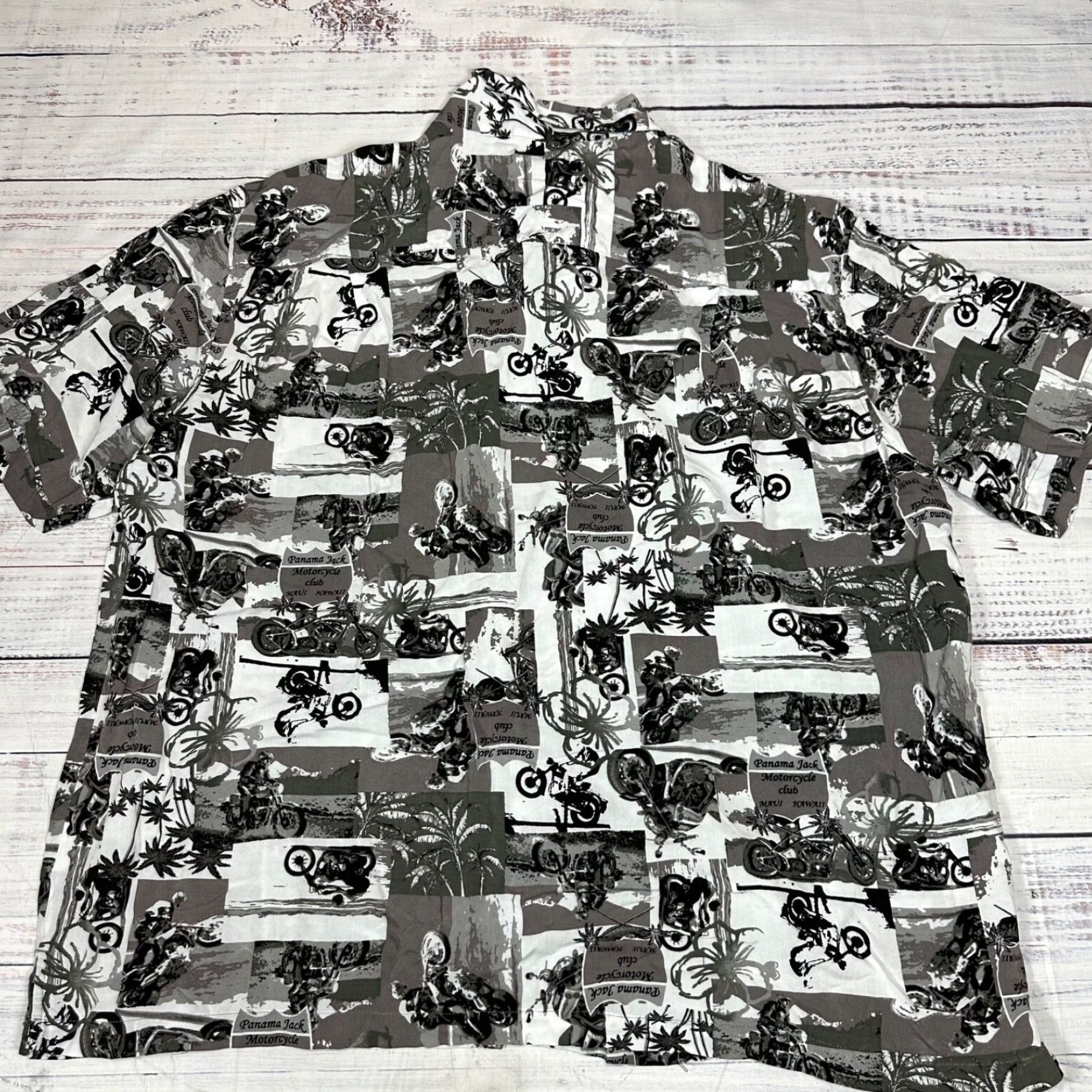 Panama Jack Panama Jack Mens Hawaiian Short Sleeve Shirt 3XL Gray White Button-Up Shirt Size US XXL / EU 58 / 5 - 4 Thumbnail