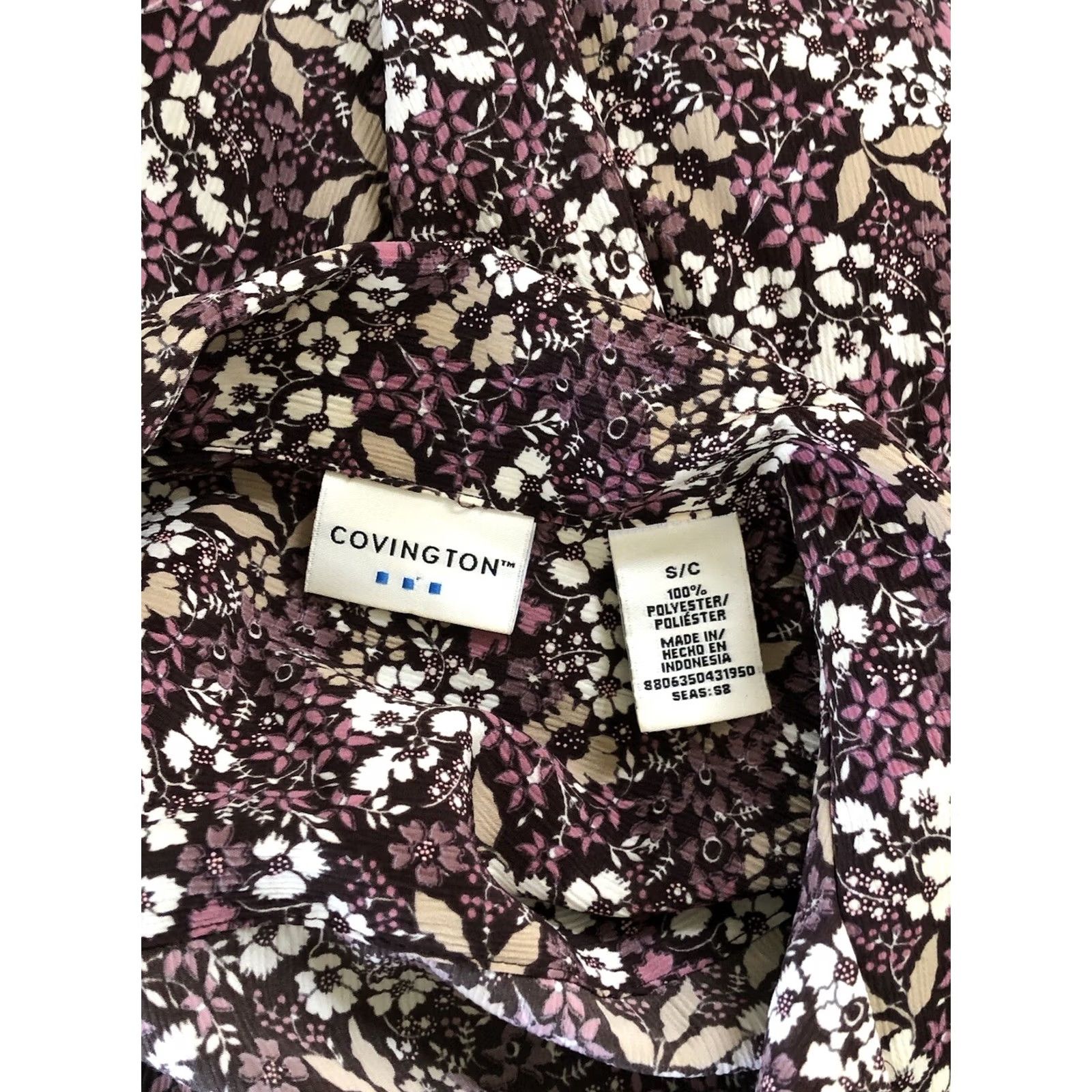 Vintage Covington Blouse S purple brown Floral 3/4 Sleeve Button Collared Boho CottageCore Womens Size S / US 4 / IT 40 - 4 Thumbnail