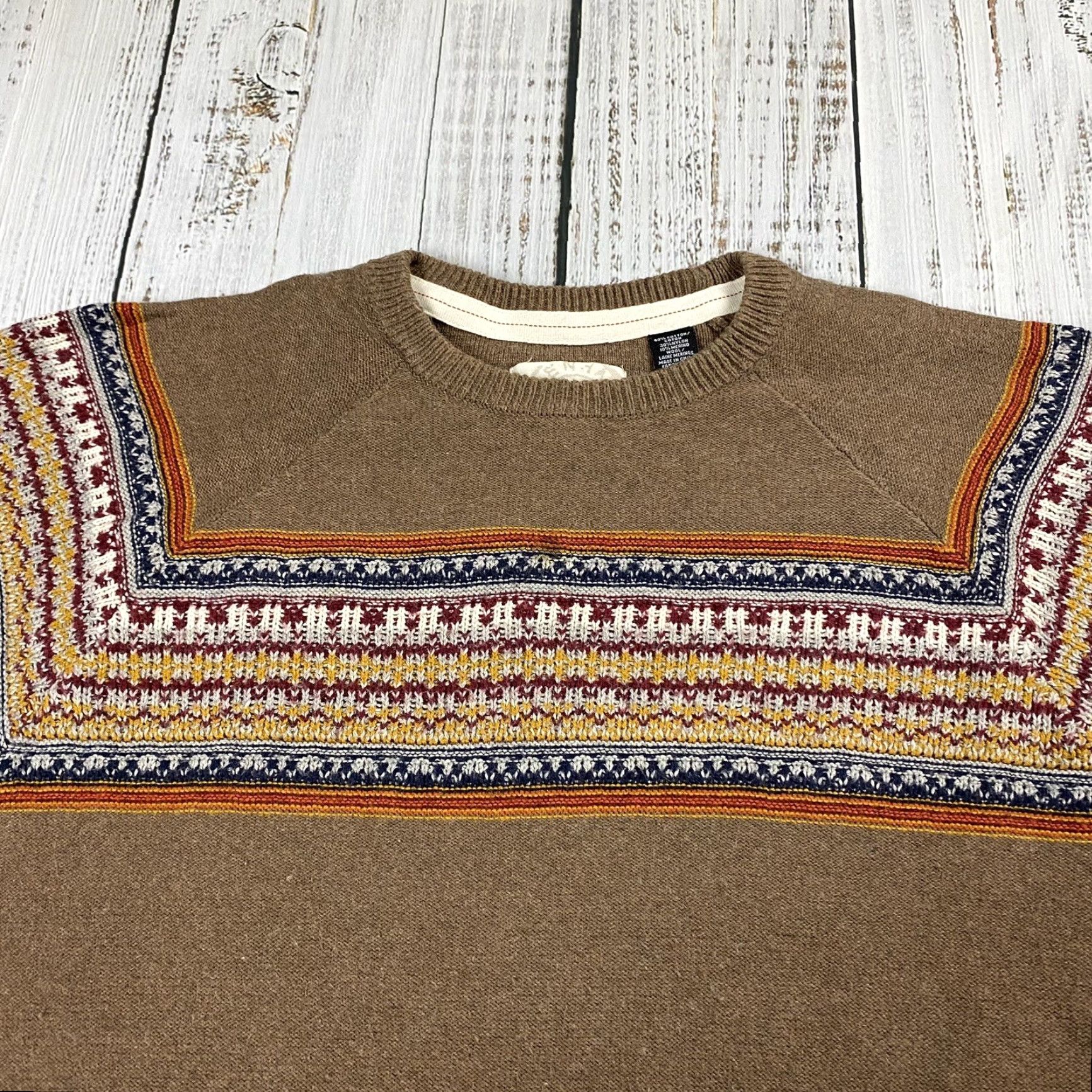 Vintage RIGGINS Cotton Merino Wool Blend Pullover Sweater 1/4 Zip Long Sleeve Large Brown Casual Mens Size US L / EU 52-54 / 3 - 2 Thumbnail