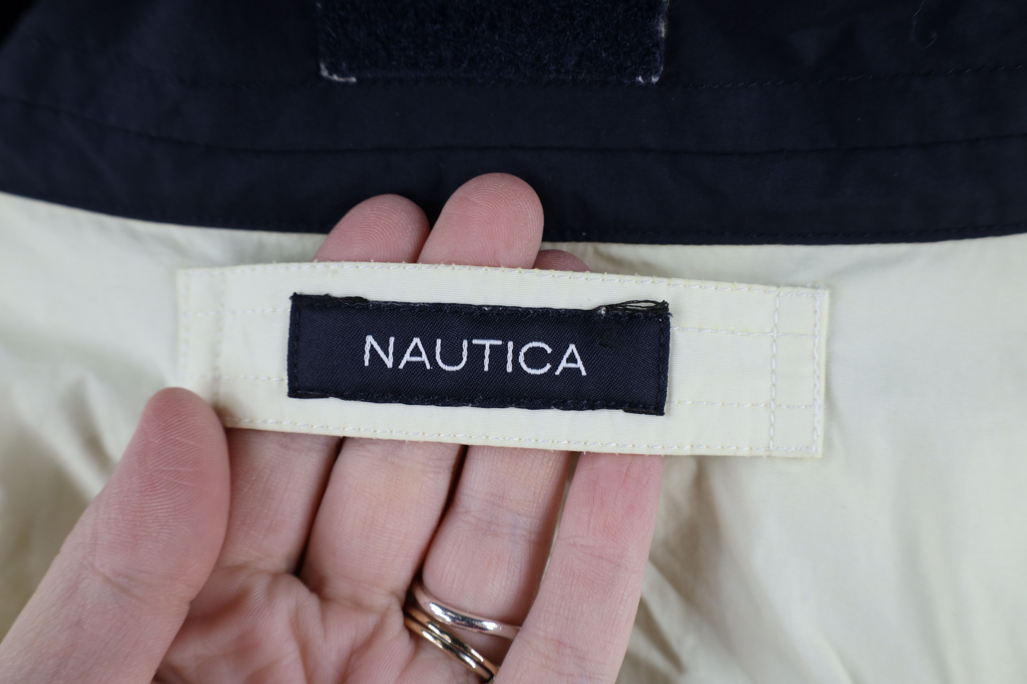 Nautica × Vintage Vintage 90s Nautica Hooded Sailing Windbreaker Jacket Cream Size US L / EU 52-54 / 3 - 11 Thumbnail