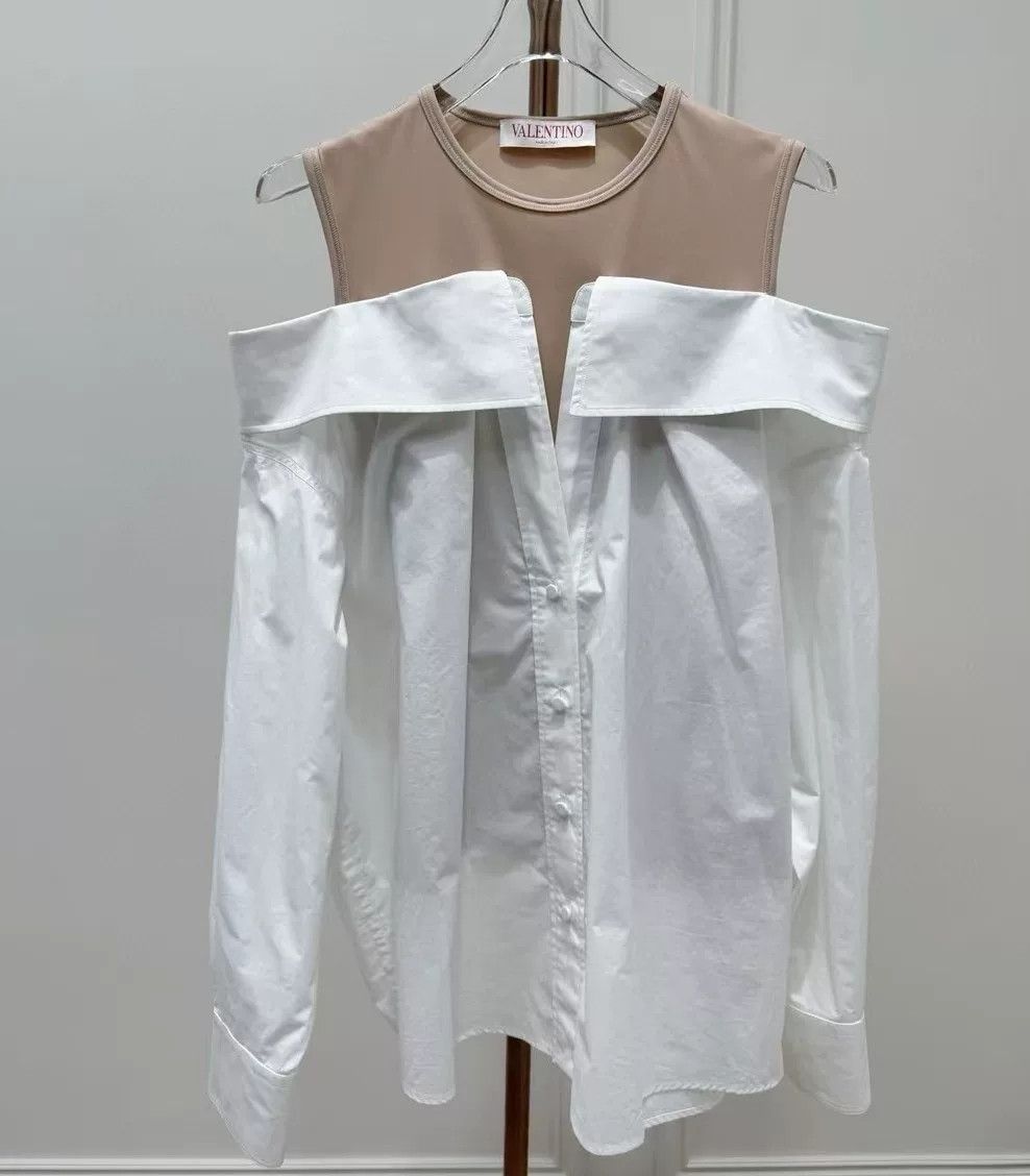 Valentino Valentino Colorblock Off-Shoulder Shirt Size US XS / EU 42 / 0 - 1 Thumbnail