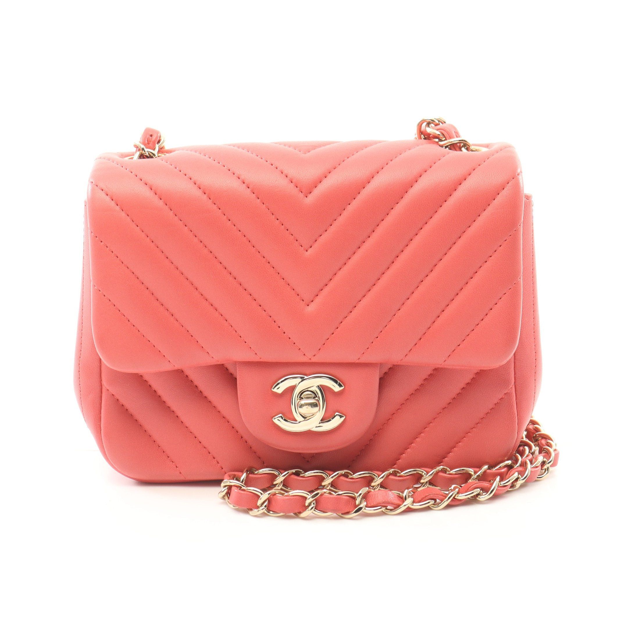 Chanel Chanel Chevron V-Stitch Chain Shoulder Bag Lambskin Pink Gold Hardware Size ONE SIZE - 1 Thumbnail