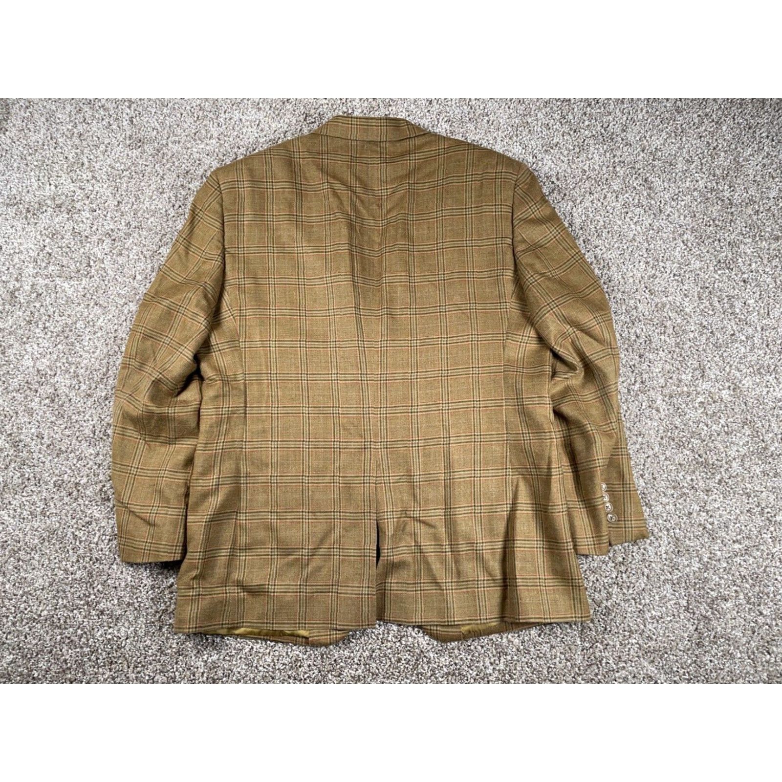 Jos. A. Bank Jos. A. Bank Brown Glen Plaid Blazer Men's 44 Regular Silk Wool Two-Button Single-Breasted Classic Preppy Size 44R - 3 Thumbnail