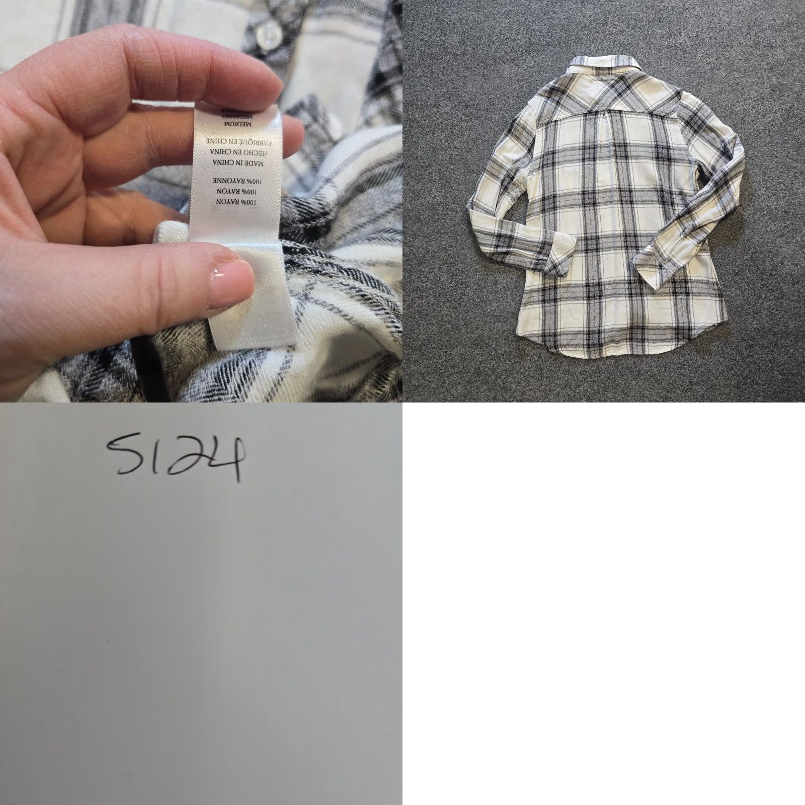 Rails Rails Top Womens Medium White Gray Plaid Flannel Button-Up Long Sleeve Casual Shirt Size M / US 6-8 / IT 42-44 - 8 Thumbnail