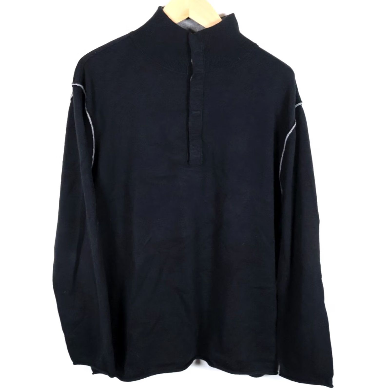 Carbon2Cobalt VINTAGE? No. Carbon2Cobalt Cashmere Cotton Henley Sweater Men's 2XL Black Mock Neck Size US XXL / EU 58 / 5 - 2 Thumbnail