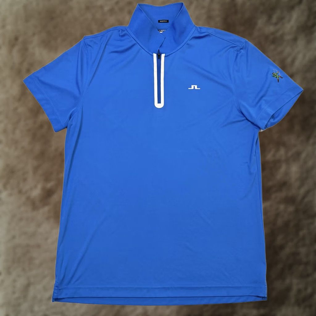 J.Lindeberg J.Lindeberg Polo Shirt Mens XL Blue Cliff Regular Fit Golf Performance Zip Mock Polo Size US XL / EU 56 / 4 - 1 Thumbnail