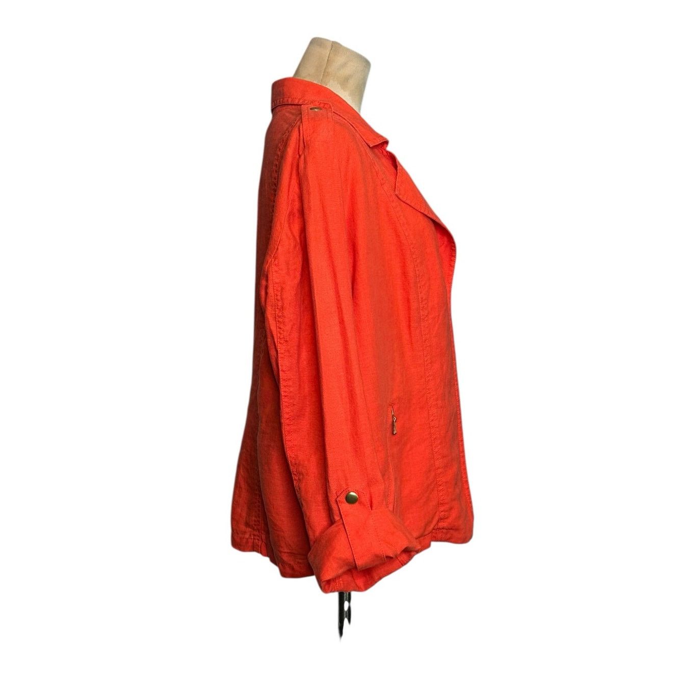 Chicos Chico’s orange linen open front moto jacket size 2 - large Size L / US 10 / IT 46 - 13 Thumbnail