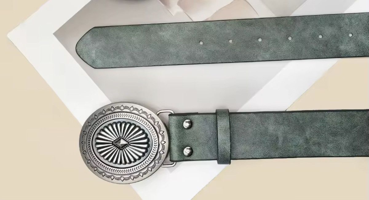 Japanese Brand 100 cm Western Oversized Engraved Buckle Belt Size 32 - 5 Thumbnail
