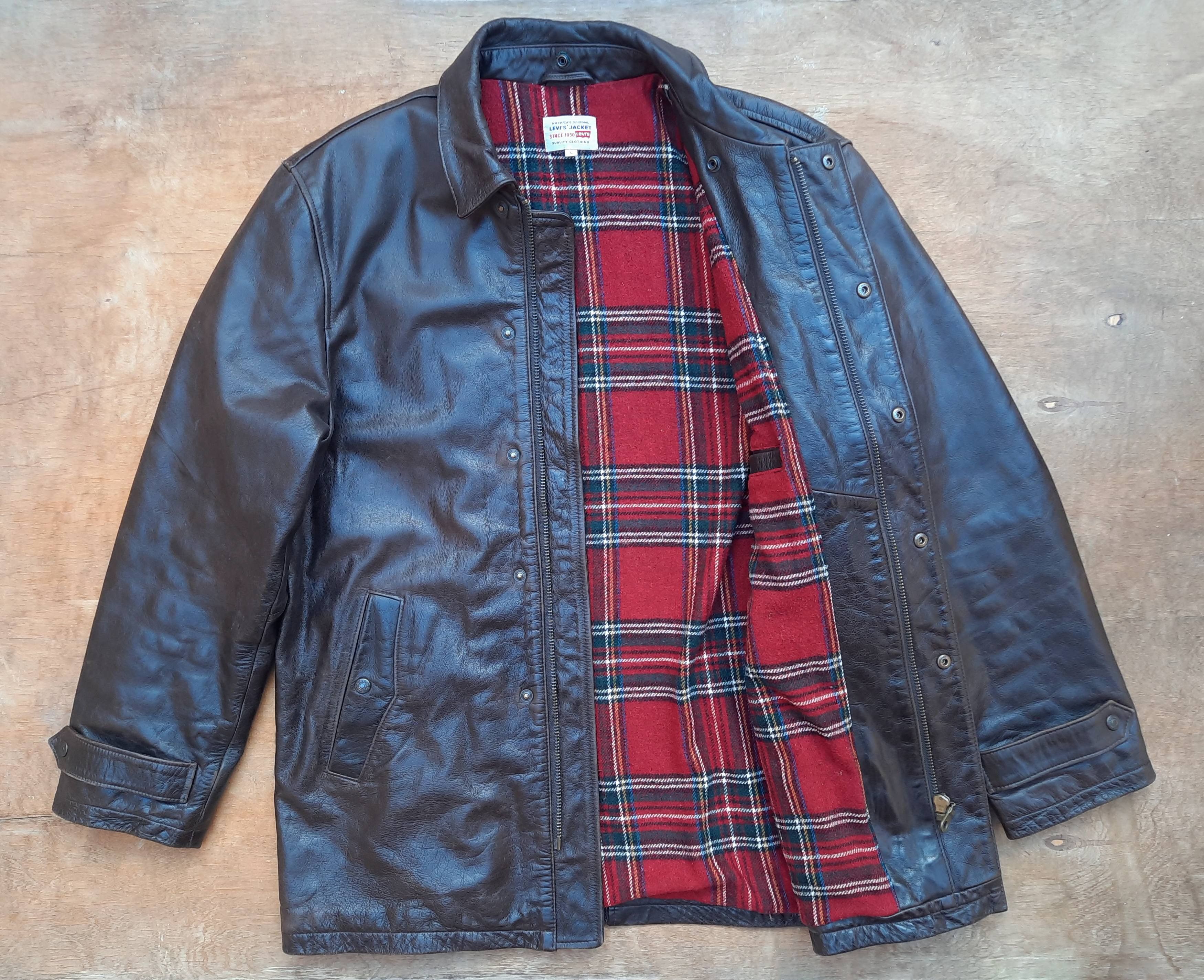 Levi's Vintage Clothing Vintage 90s Levi’s Brown Leather Jacket Cow Nappa Coat Size US L / EU 52-54 / 3 - 2 Thumbnail