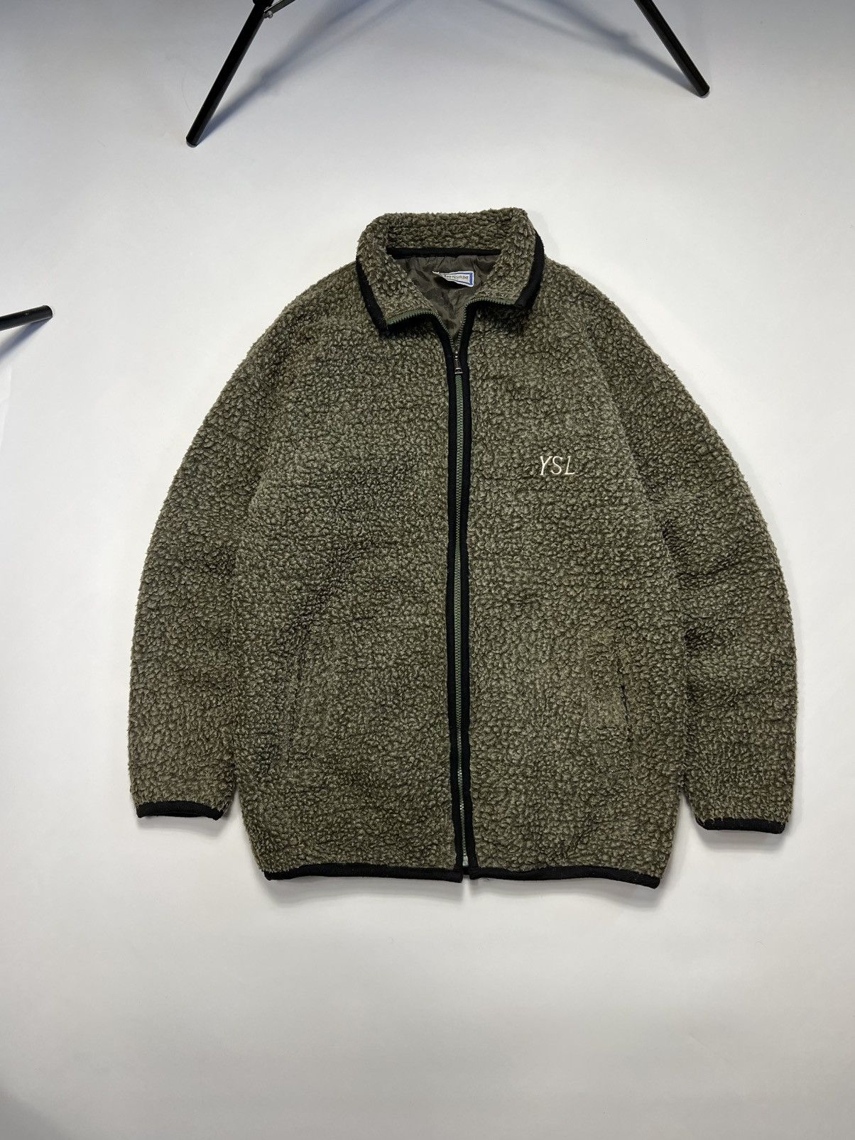 Vintage Very Rare 80s Yves Saint Laurent Fleece Teddy Zip Jacket Size US XL / EU 56 / 4 - 1 Thumbnail