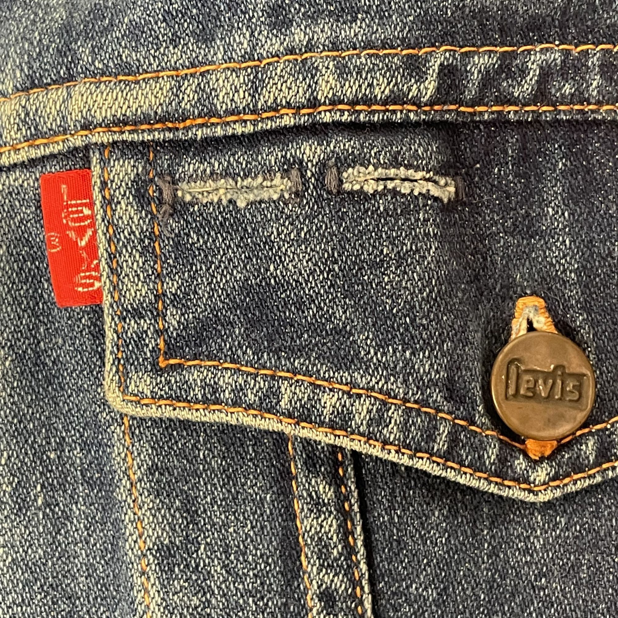 Levi's Vtg LEVIS Blue Jean Coat FLEECE Collar Denim TRUCKER Jacket Size US XL / EU 56 / 4 - 9 Thumbnail
