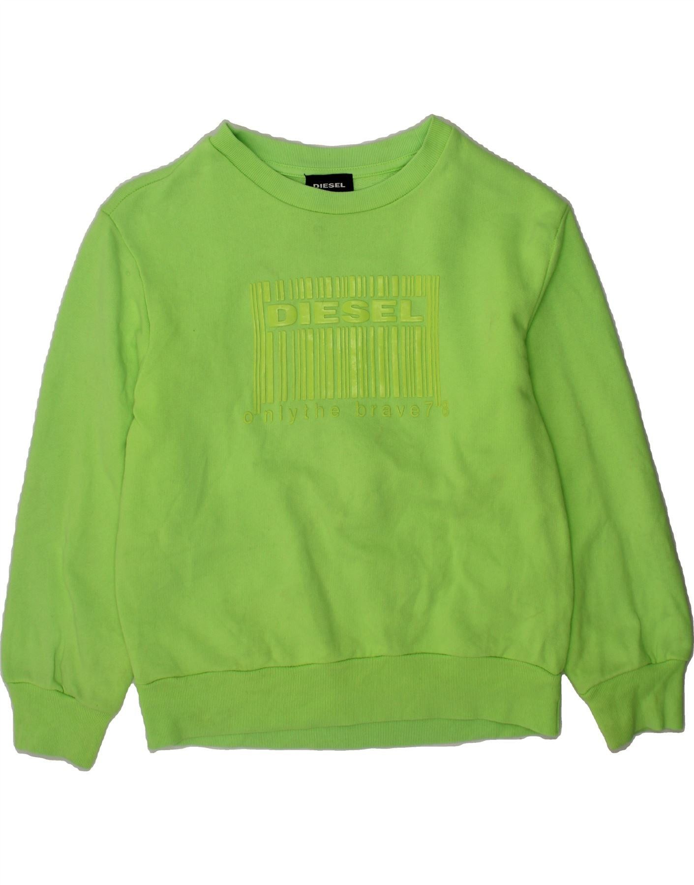 Diesel Girls Graphic Sweatshirt Jumper 7-8 Years Green Cotton Size M / US 6-8 / IT 42-44 - 1 Thumbnail