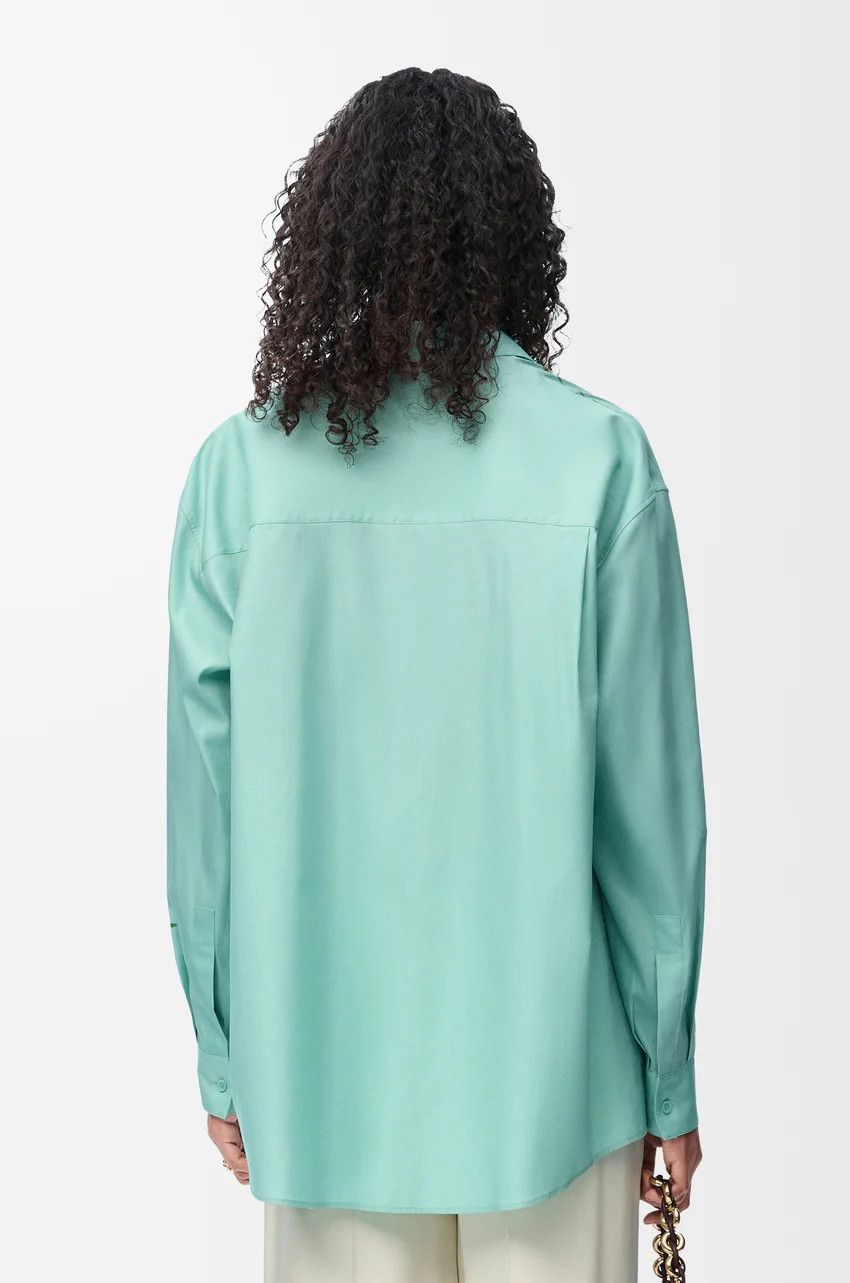 Loewe o1loc1c0525 Shirt In Cotton And Silk in Blue/Green Size L / US 10 / IT 46 - 4 Thumbnail
