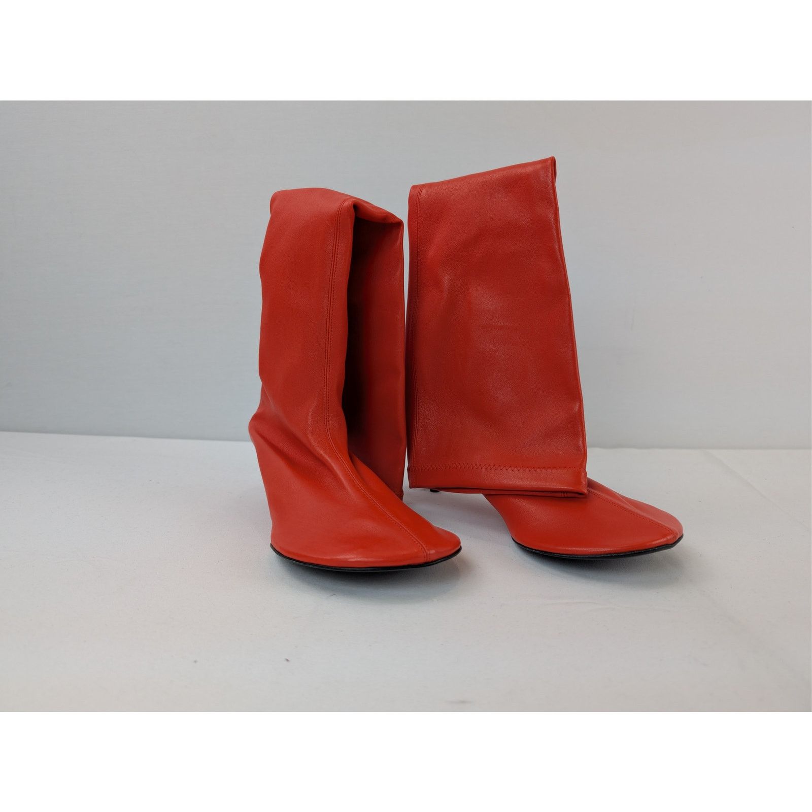 Jil Sander o1rshd1 Women's Nappa Stretch Leather High Boots in Poppy Size US 9 / IT 39 - 5 Thumbnail